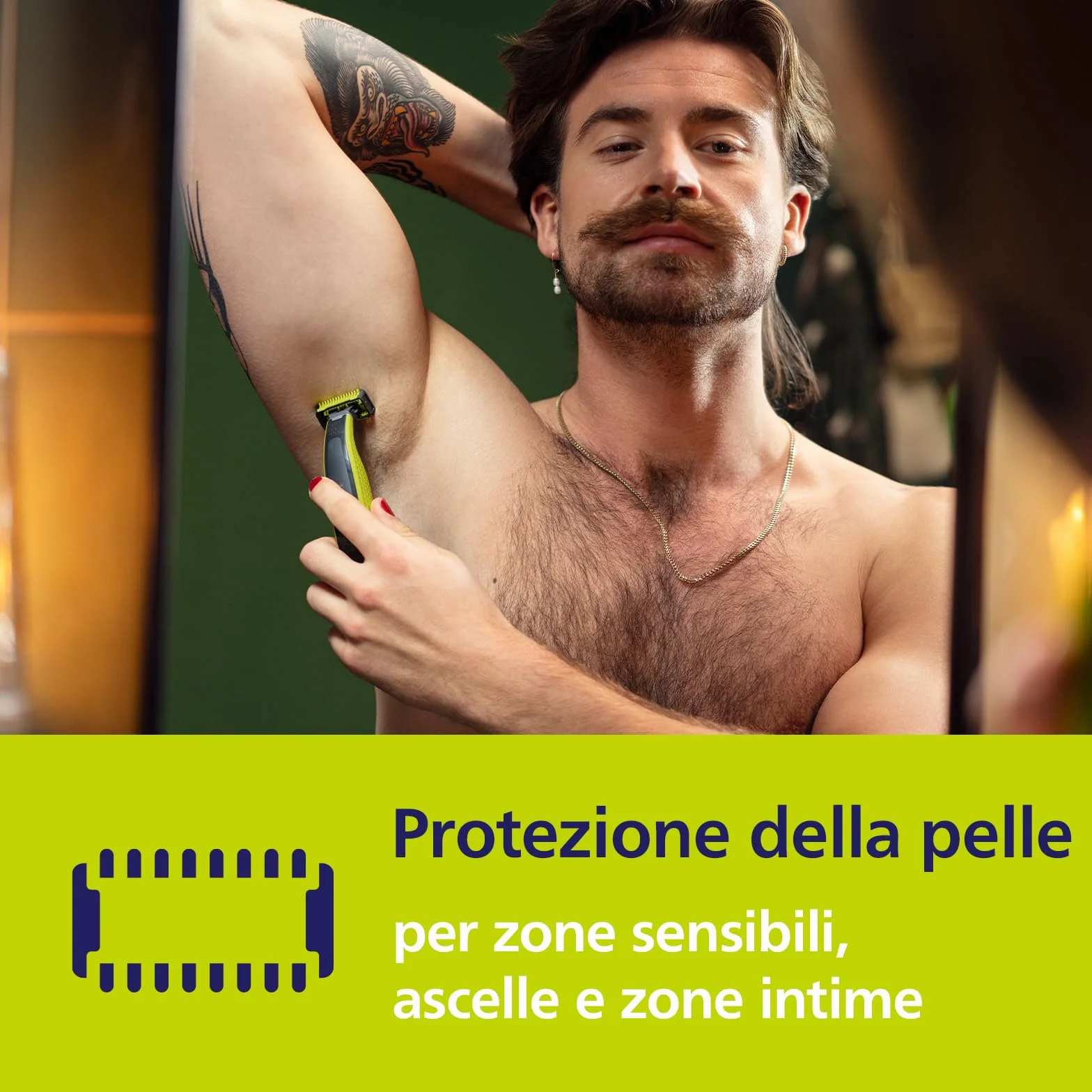 Philips OneBlade QP620/50 Rasoio Face & Body, Kit Corpo con 2 Lame, 1 Pettine Corpo, 1 Guaina Protettiva