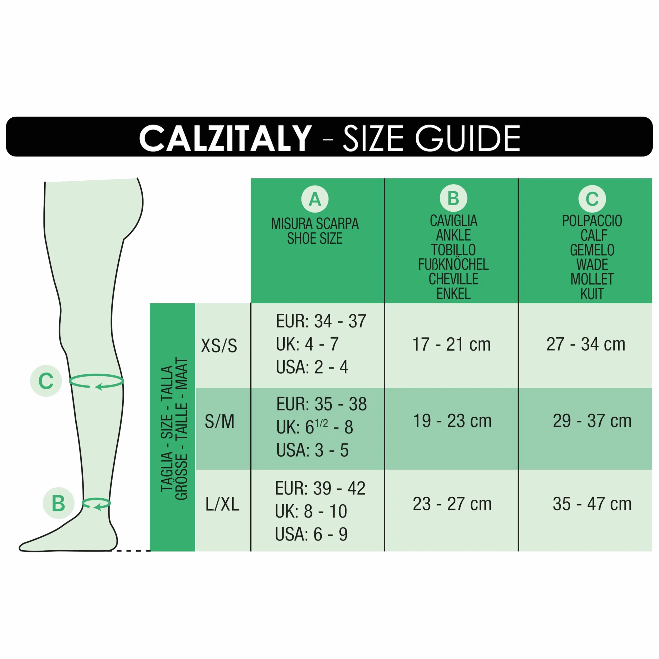 CALZITALY Gambaletti Compressione Graduata Forte 140 DEN 15/21mm/Hg Punta Aperta Beige S/M
