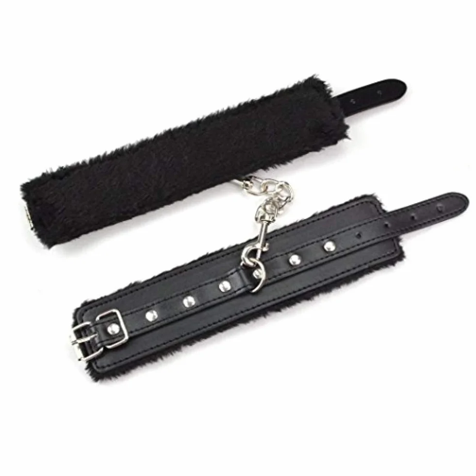 Coppia di Manette in Pelle con Cinturino da Polso Regolabile
