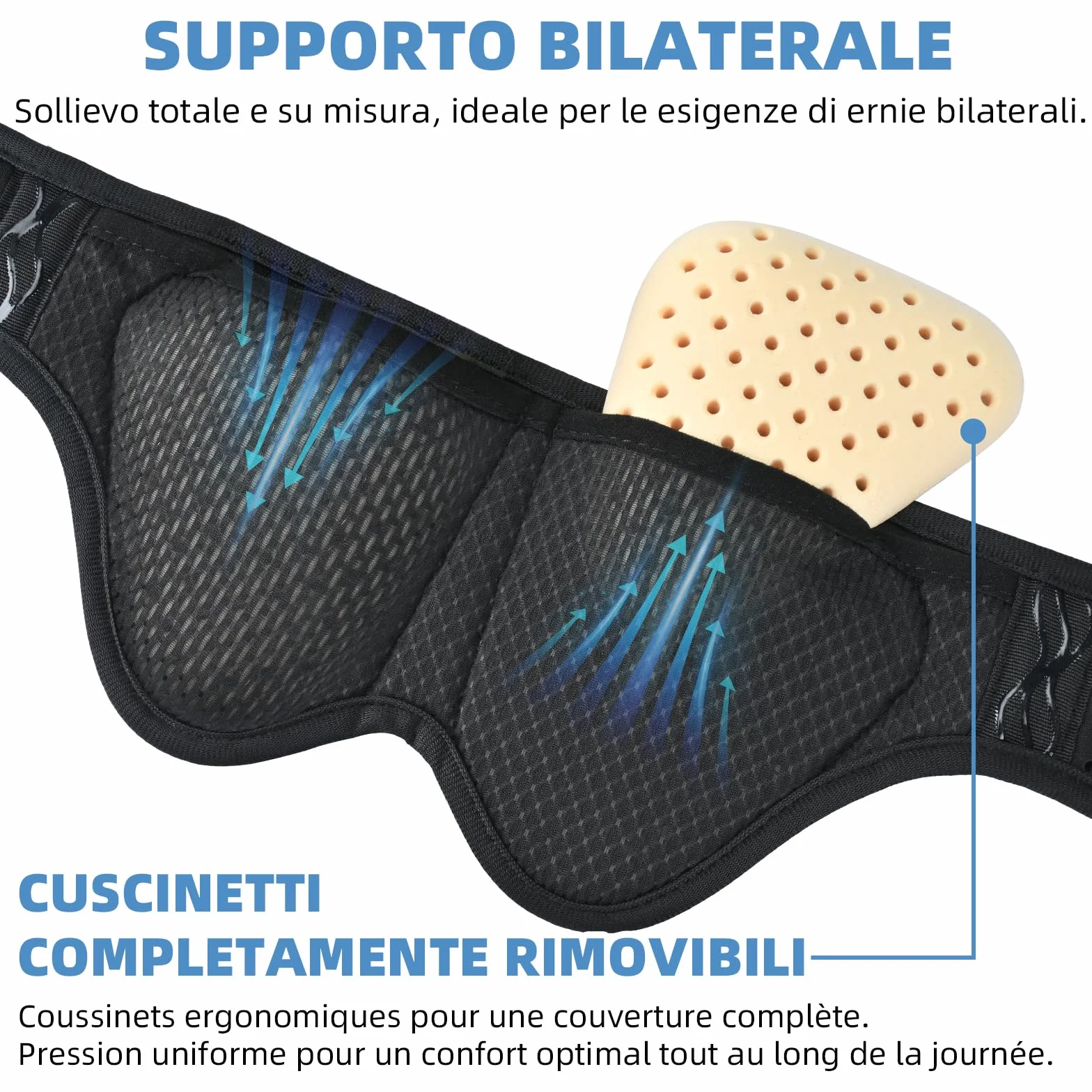 Tenbon Cintura per ernia per uomini e donne Cintura per ernia regolabile flessibile Supporto per ernia Sollievo dal dolore con 2 cuscinetti di compressione rimovibili (M)