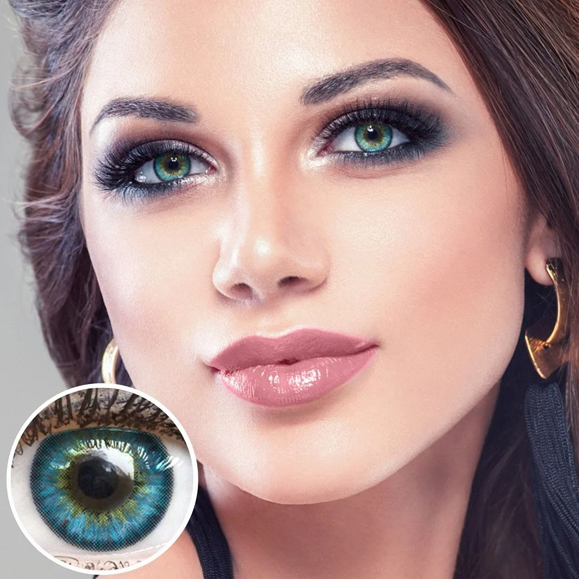 GLAMLENS Lenti a contatto colorate Fresh Blue - mensili - silicone idrogel - 2 pezzi - DIA 14.5 - senza correzione