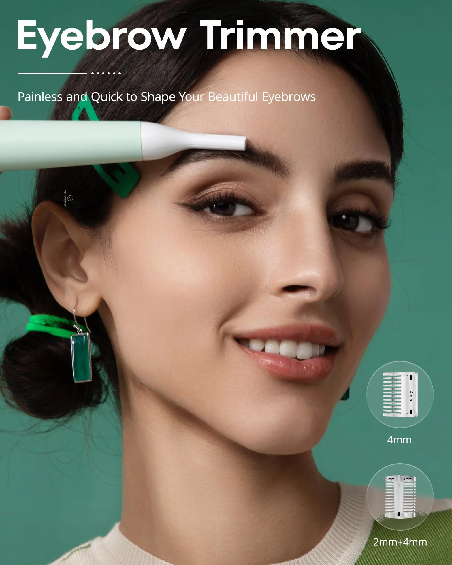VG VOGCREST Rasoio per naso da donna ricaricabile 2 in 1 per sopracciglia (verde)