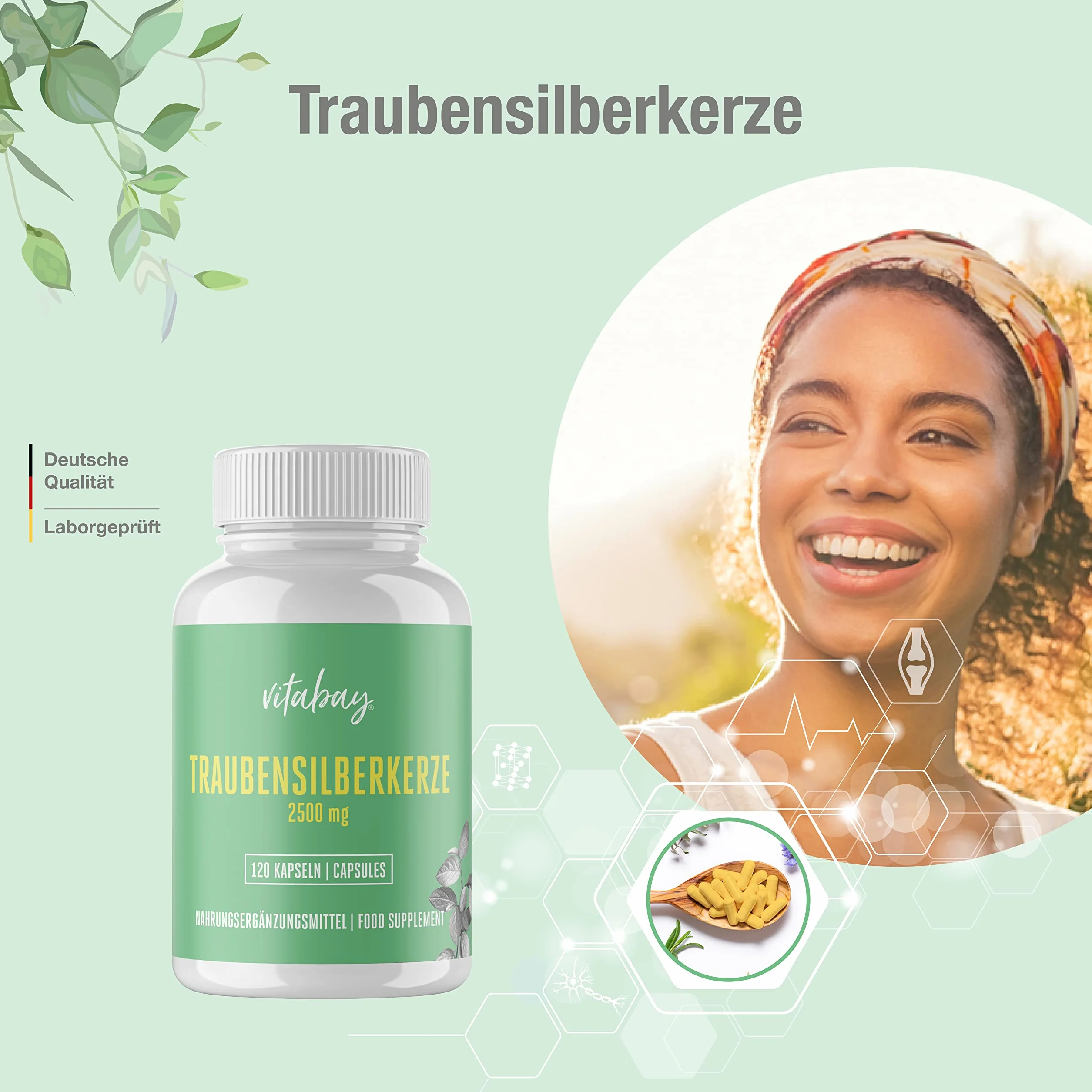 Vitabay Cimicifuga Racemosa 2.500 mg 120 capsule vegane estratto concentrato 5:1 rizoma