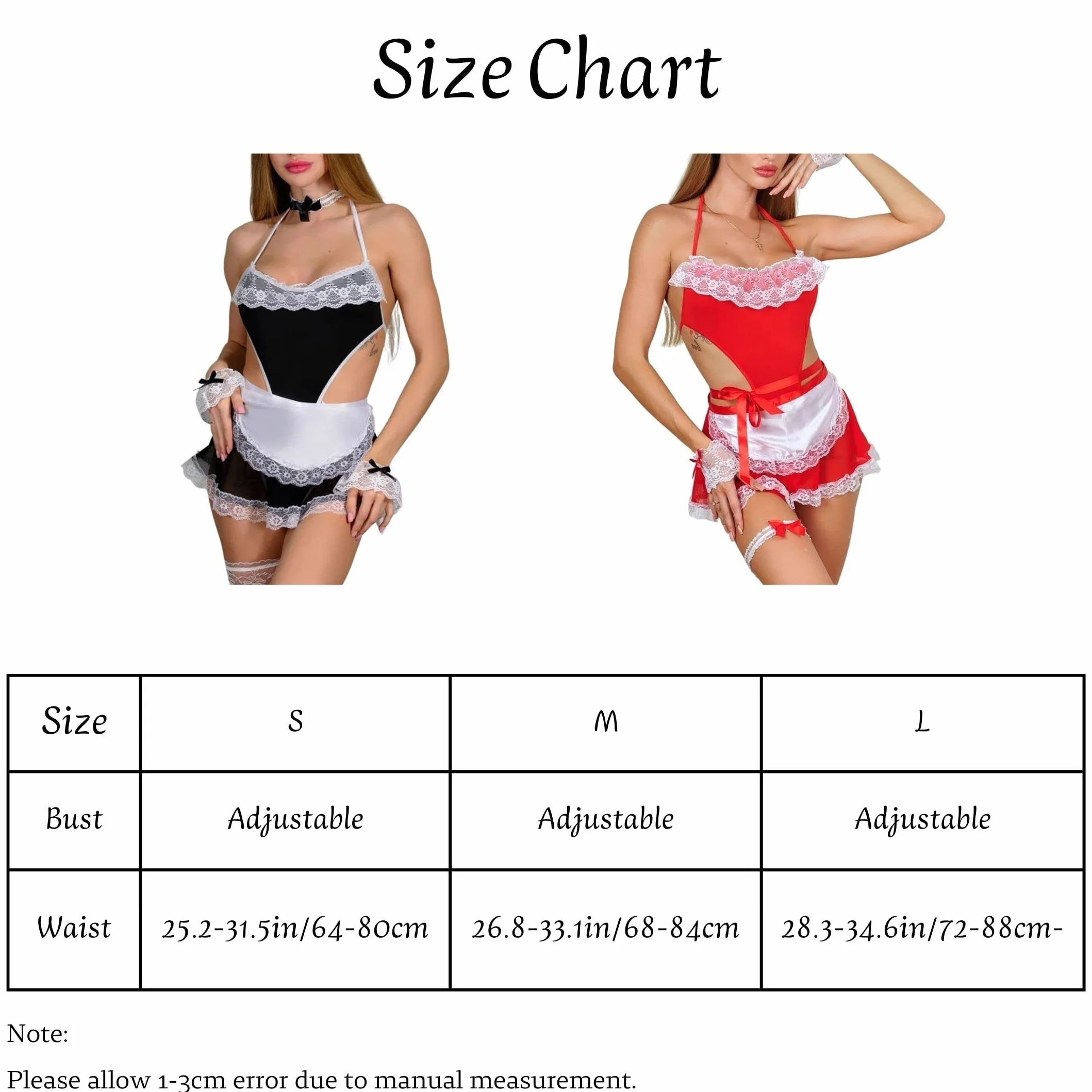 Costume sexy da donna in pizzo lingerie babydoll cameriera Halloween