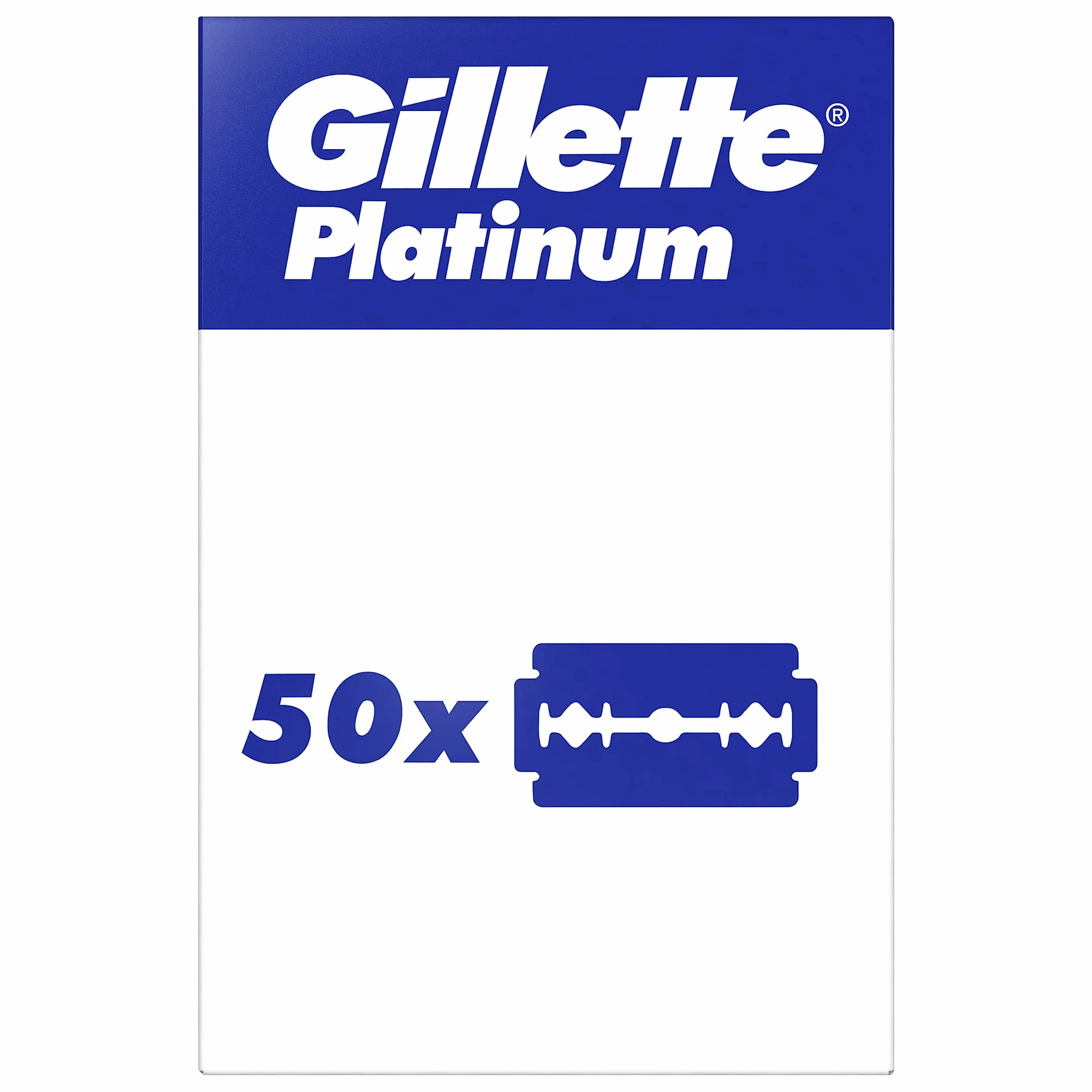 Gillette per Rasoio di Sicurezza, Lamette Barba Platinum con 50 pezzi di Ricambio, Rasatura Profonda e Confortevole in Acciaio Inossidabile e Filo Trattato al Platino