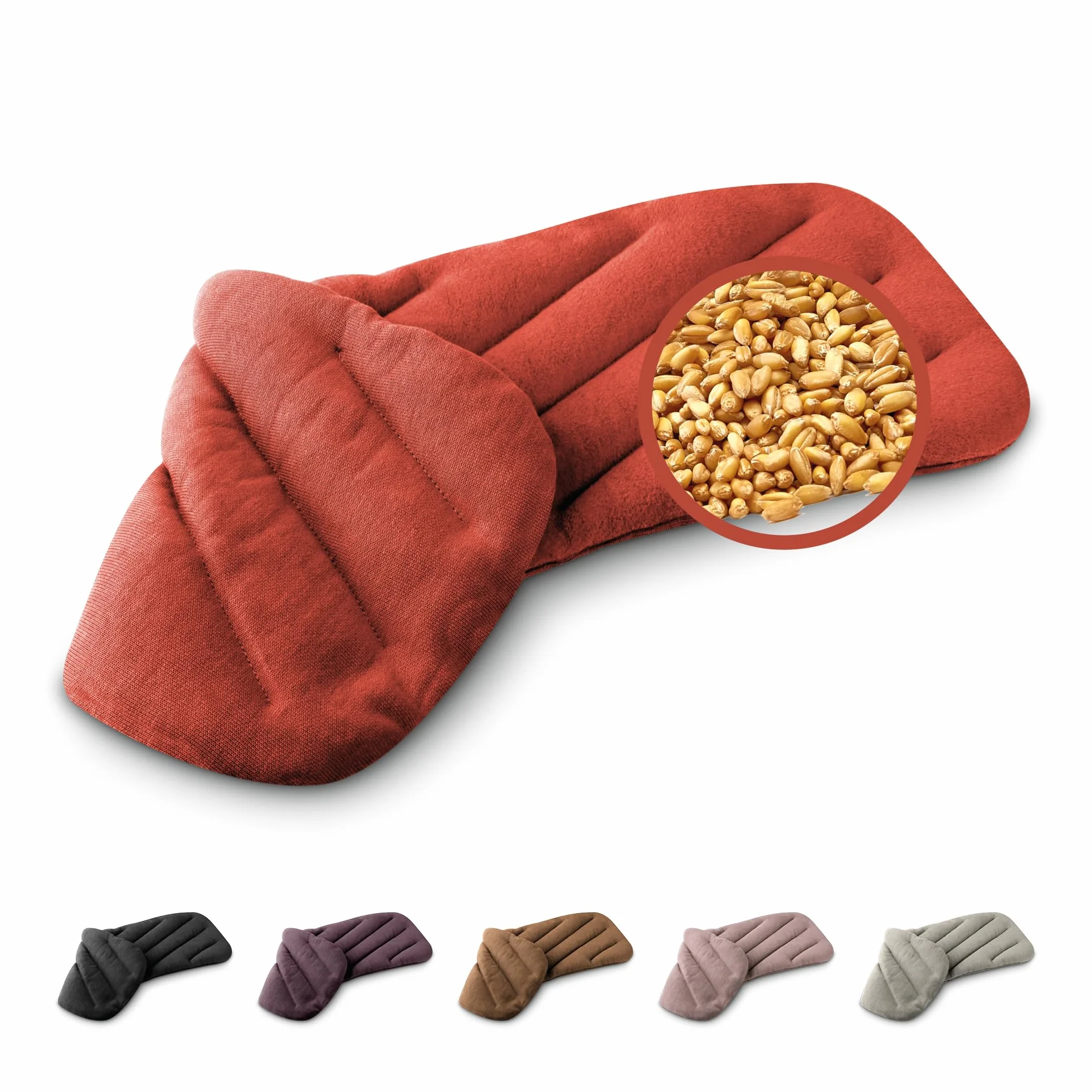 LESCHI XXL Cuscino termico per microonde (50x20cm) - In cotone bio con grano biologico - Cuscino riscaldante a 8 camere - Ideale come fonte di calore per cervicale, spalla, schiena, collo - rosso
