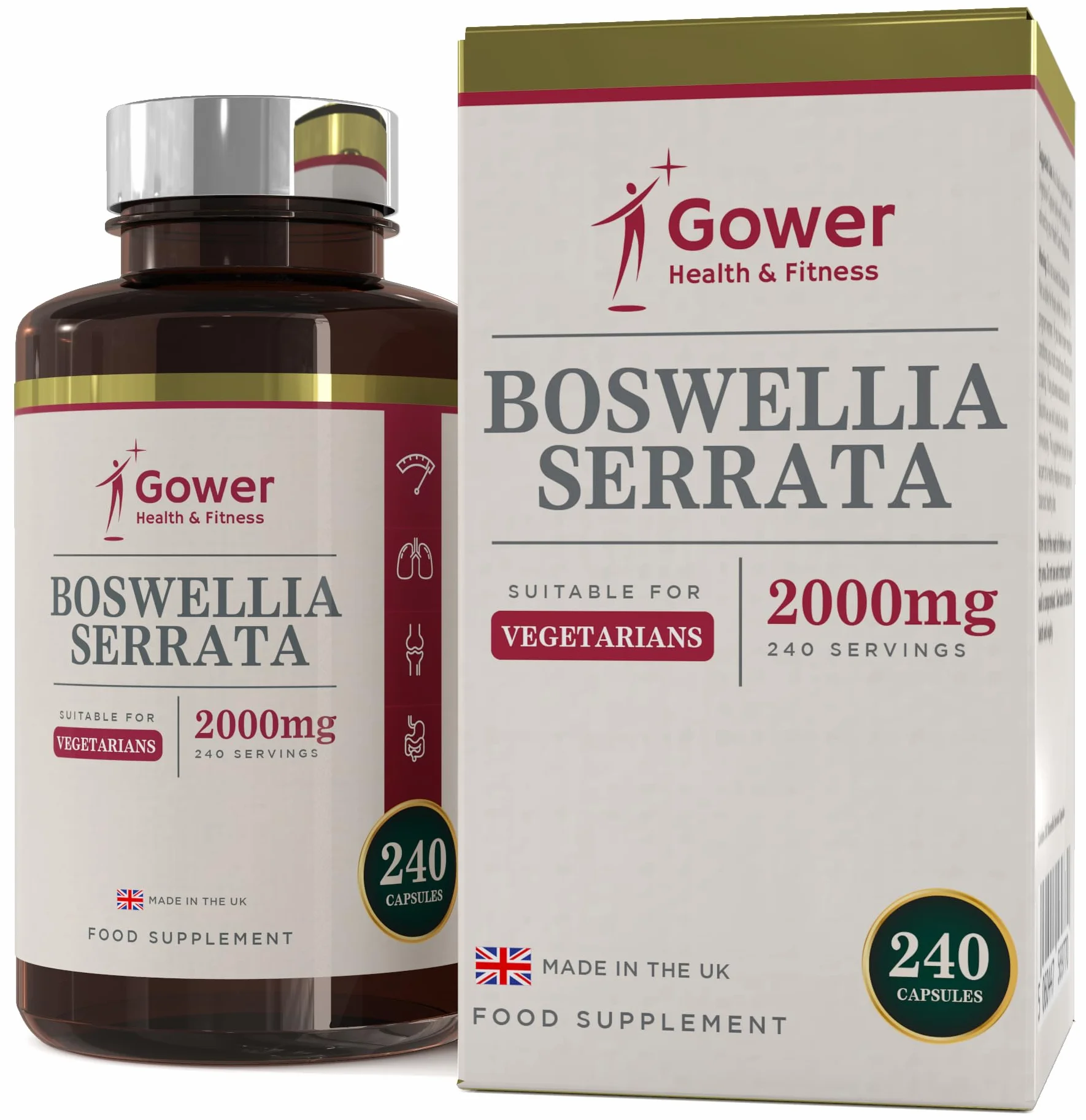 GH Boswellia Serrata 2000 mg Capsule ad Alto Dosaggio | Estratto di Boswellia 5:1 | 240 Capsule Vegane | Integratore di Franchincenso | Non-OGM e Senza Glutine | Prodotto nel Regno Unito