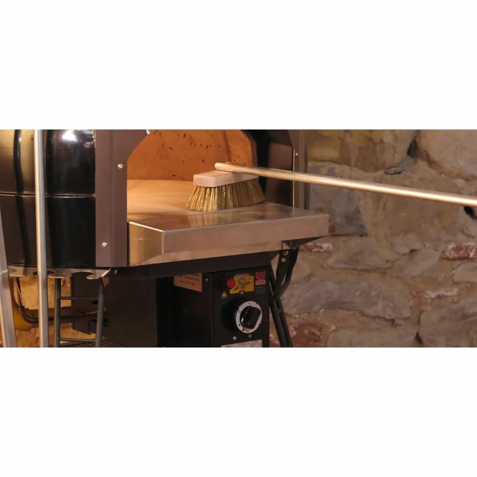 Spazzola forno a legna in ottone 16x5cm pulizia completa manico alluminio
