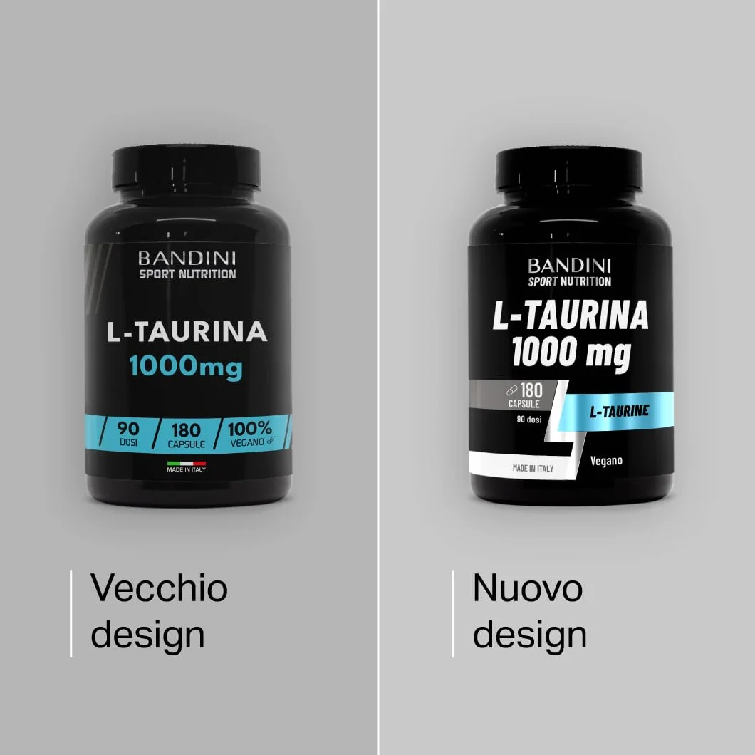 Bandini Taurina Integratore 1.000mg per Dose 180 Capsule Taurine Pura Polvere Vegan Alto Dosaggio L-Taurina 1000 mg Senza Magnesio Stearato