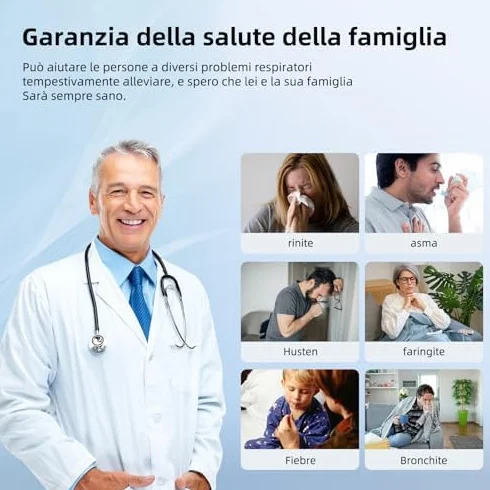 Aerosol Silenzioso, Ricaricabile USB-C Macchina Aerosol per Adulti e Bambini,Con Display Digitale, Aerosol Ultrasuoni Con 2 Maschere e un Boccaglio