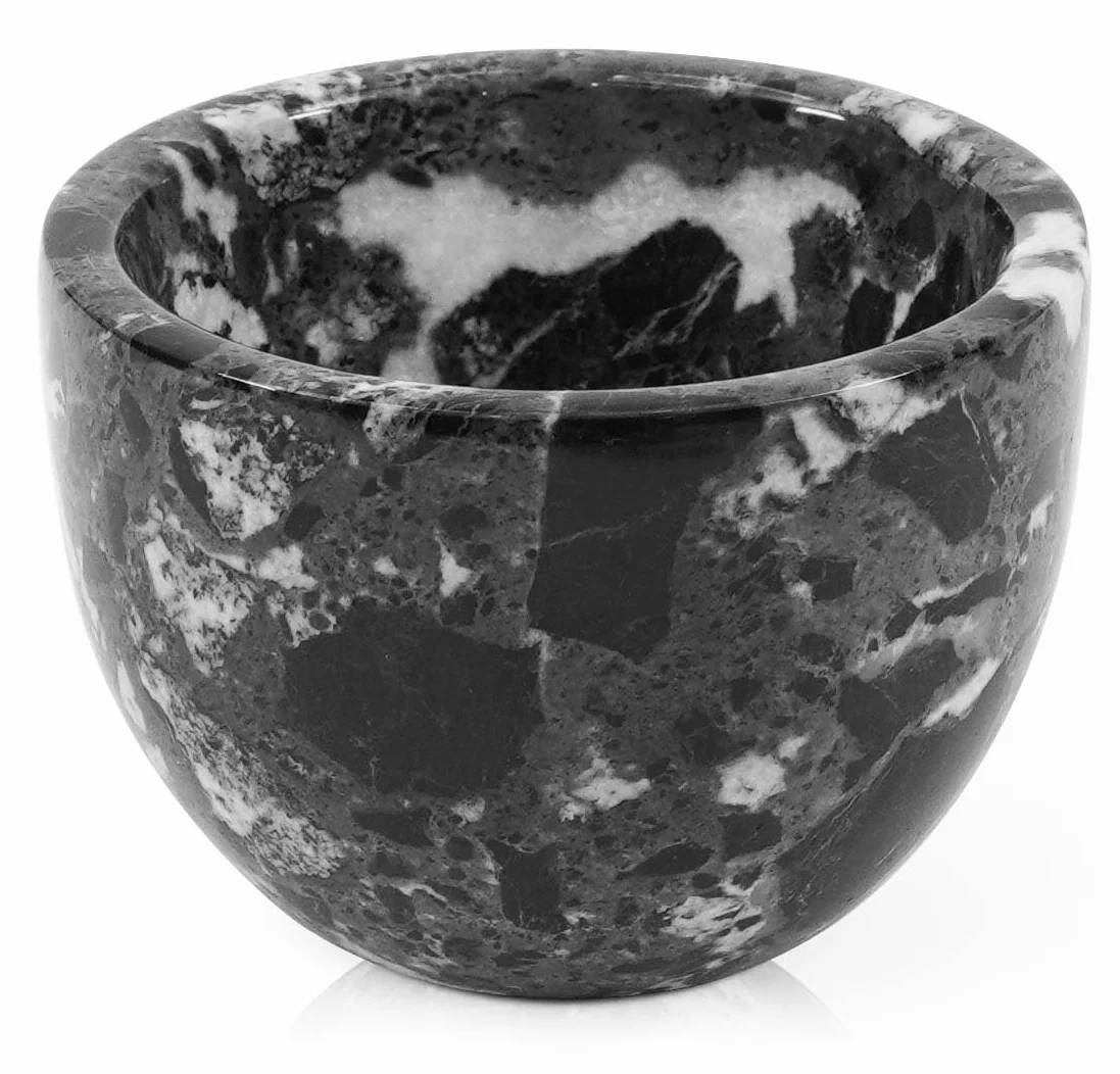 Radicaln, Ciotola in marmo nero da 225 ml, fatta a mano, adatta per estetiste e barbieri per schiuma, crema o gel da barba