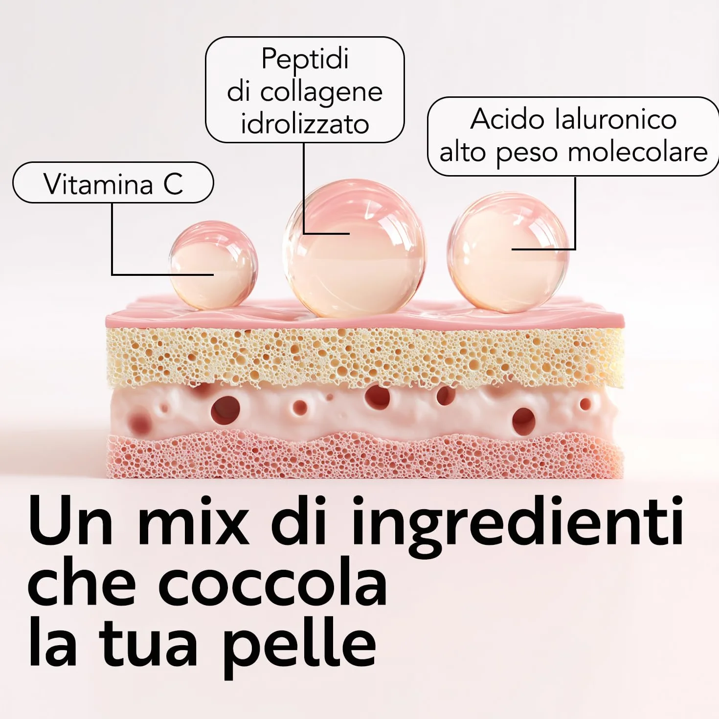 Peptidi di Collagene Idrolizzato Tipo 1 – 330g con Acido Ialuronico e Vitamina C PiùLife – Integratore Collagene Bovino