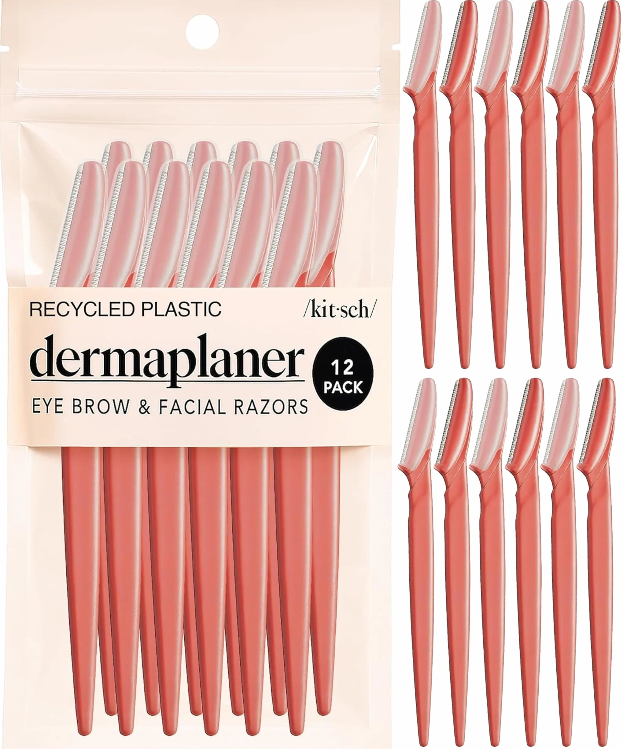 Kitsch Dermaplaning Tool Rasoi per il viso da donna 12 pezzi Corallo