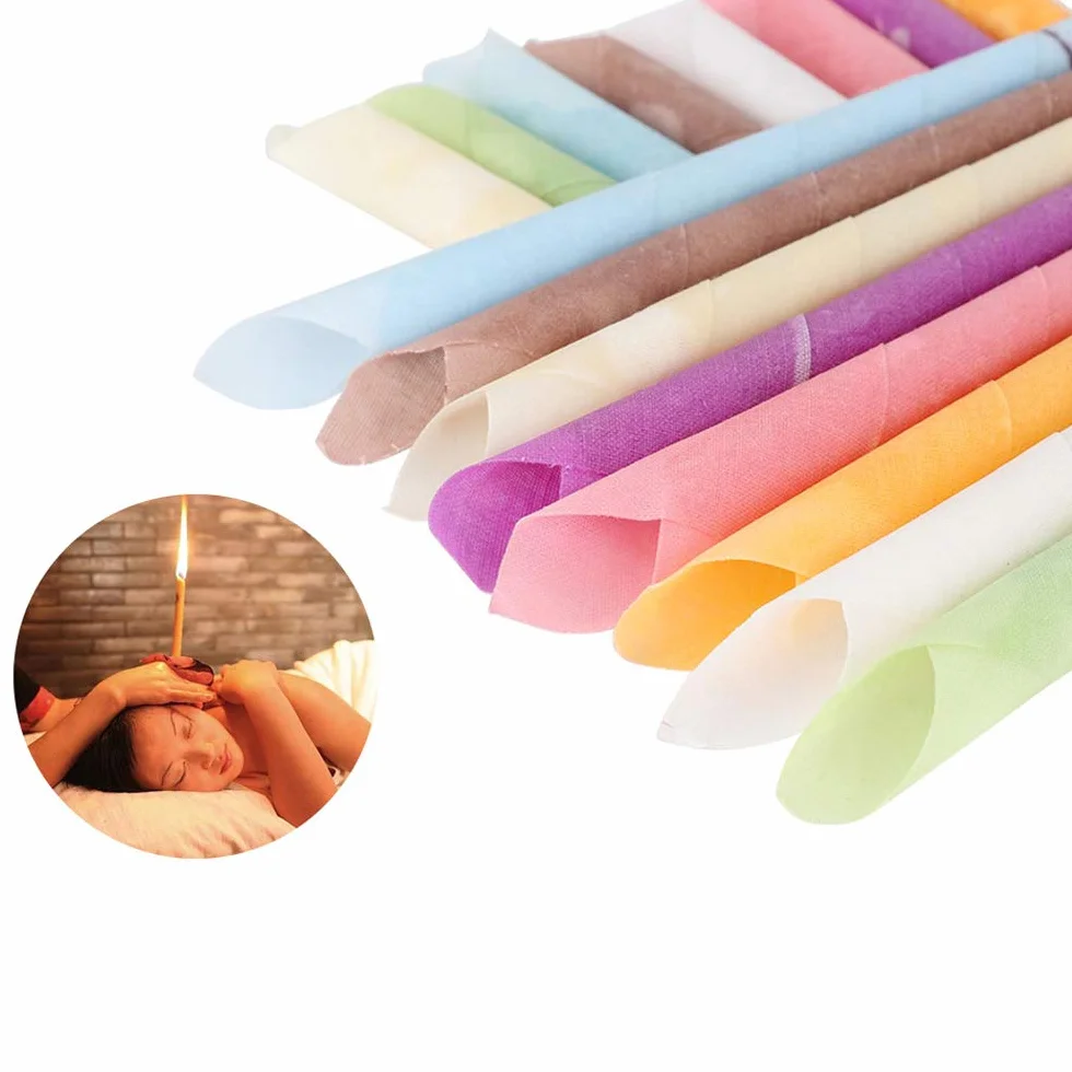 32 PCS Coni per orecchie, Candele dell'orecchio per le orecchie,- Cera d’Api e Mussola di Cotone Naturale con Filtri e Dischi Protettivi (8 colori)