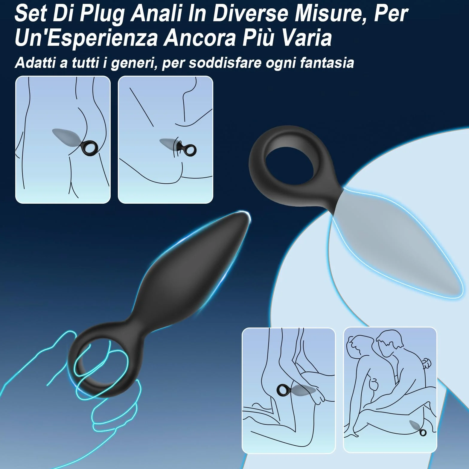 Plug Anale-Dilatatore Donna Uomo Sex Toys 3Pcs Dildo Anale Sexytoysys Coppia Plug Analesex Toy Kit Silicone Butt Plug Anali Dilatatore Ano per Uomo Toys Sessuali per Donna Uomini