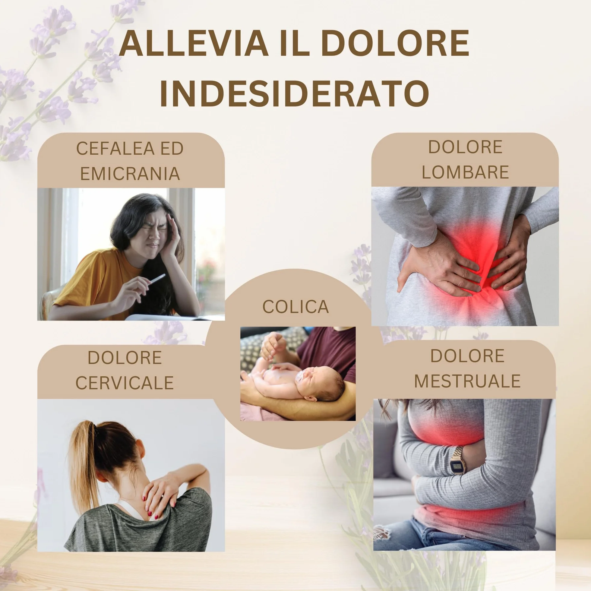 Sacco Semi Microonde 12x50cm Lavanda, 100% Cotone - Borsa Termica Calore e Freddo - Cuscino Cervical Grande