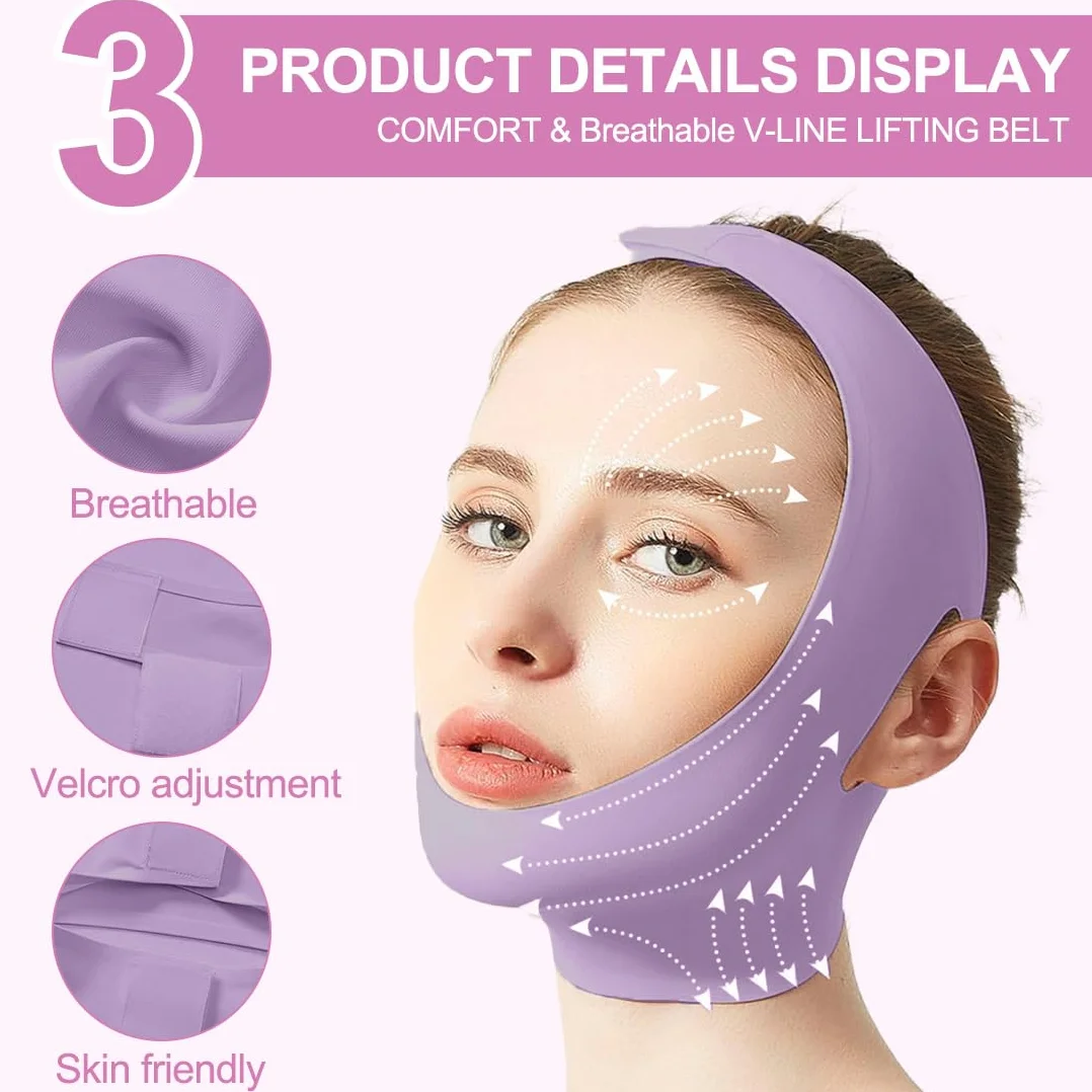 Cintura Sollevamento Viso V-Line Mento Guancia Cinghia Maschera Lifting Viola