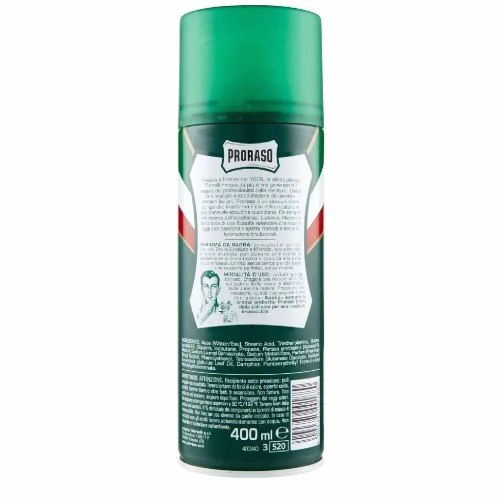 Schiuma da barba Eucalipto Proraso 400 ml.