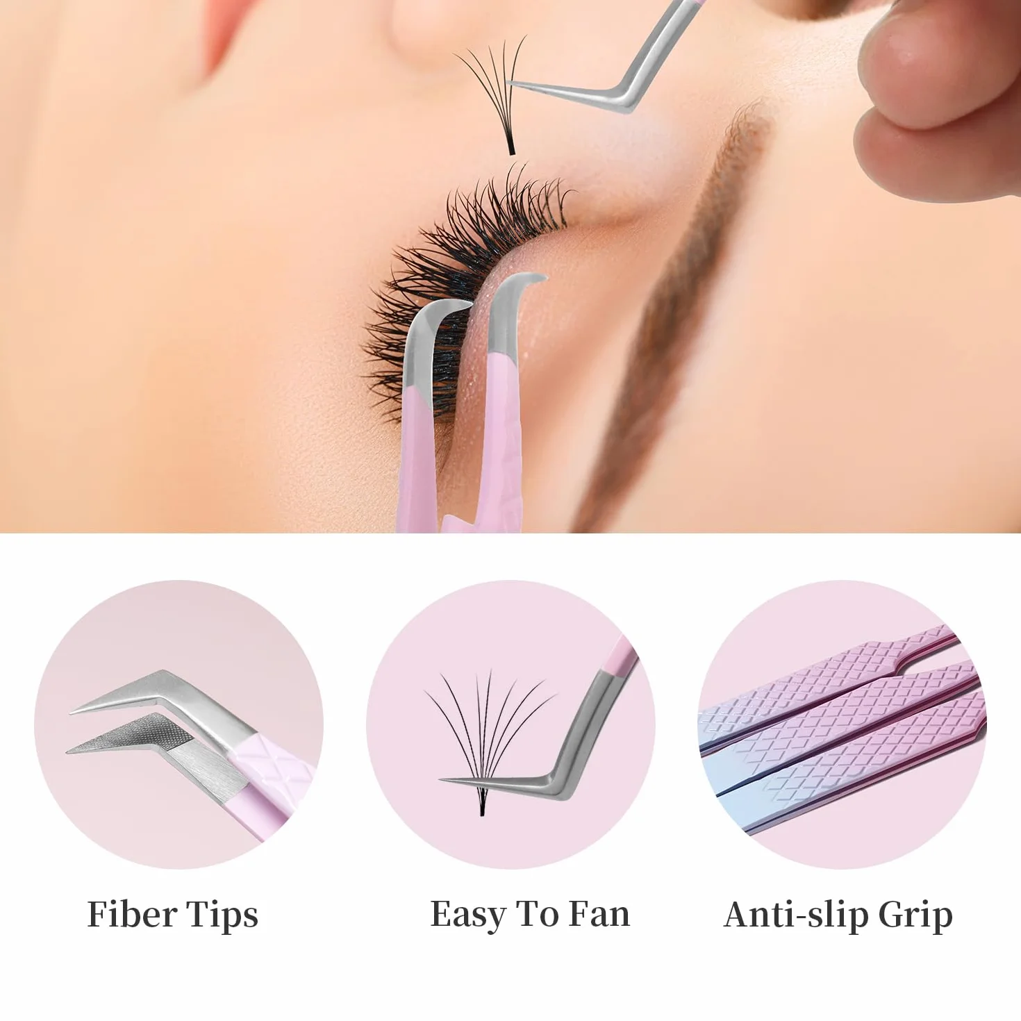 4Pcs Pinzette per Estensioni delle Ciglia Pinzette di Precisione Curve Pinzetta per Ciglia Easy Fan Individuali Ciglia Tweezers Professionisti(F01+02+06+09)