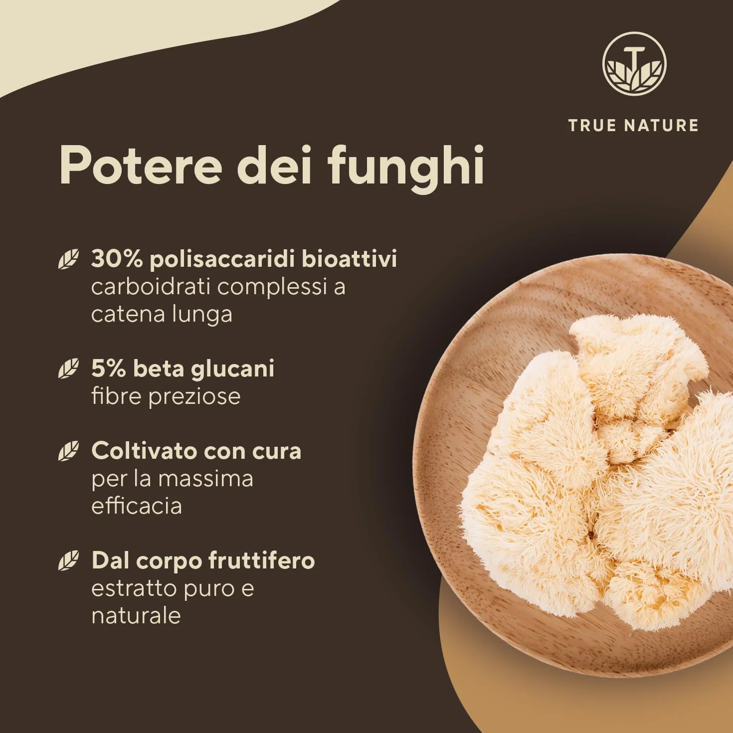 Lions Mane - 360 Capsule - 60000mg (Estratto 30:1) Alto dosaggio - Hericium Erinaceus 30% Polisaccaridi e 5% Beta Glucano - criniera di leone - Testato in Laboratorio - TRUE NATURE®
