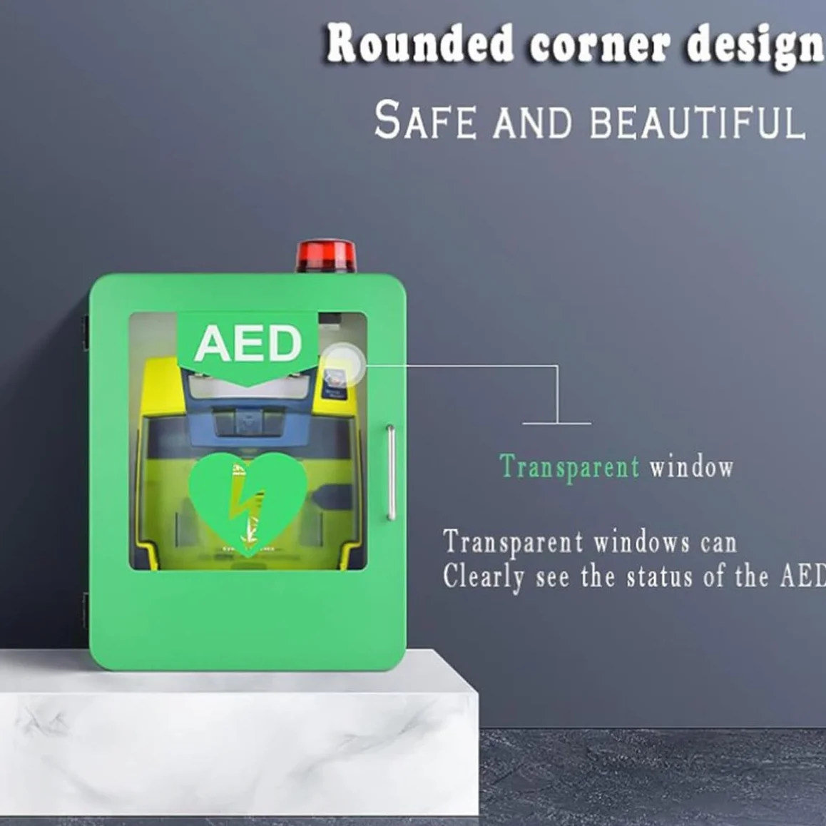 Armadietto DAE a Parete per Defibrillatore con Allarme Luce Stroboscopica di Emergenza