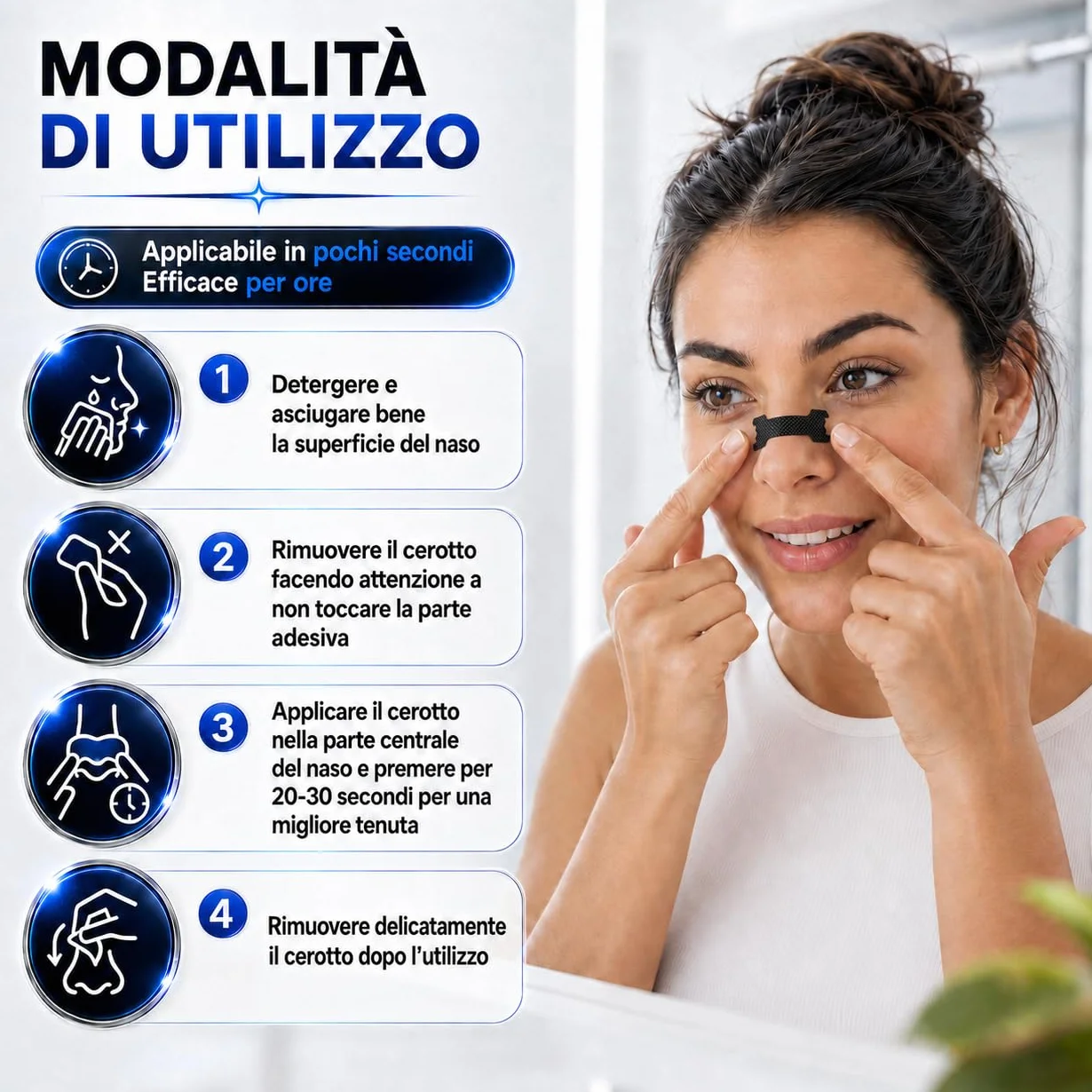 Cerotti Nasali Antirussamento 60pz Dilatatore Nasale Antisudore Tenuta Forte