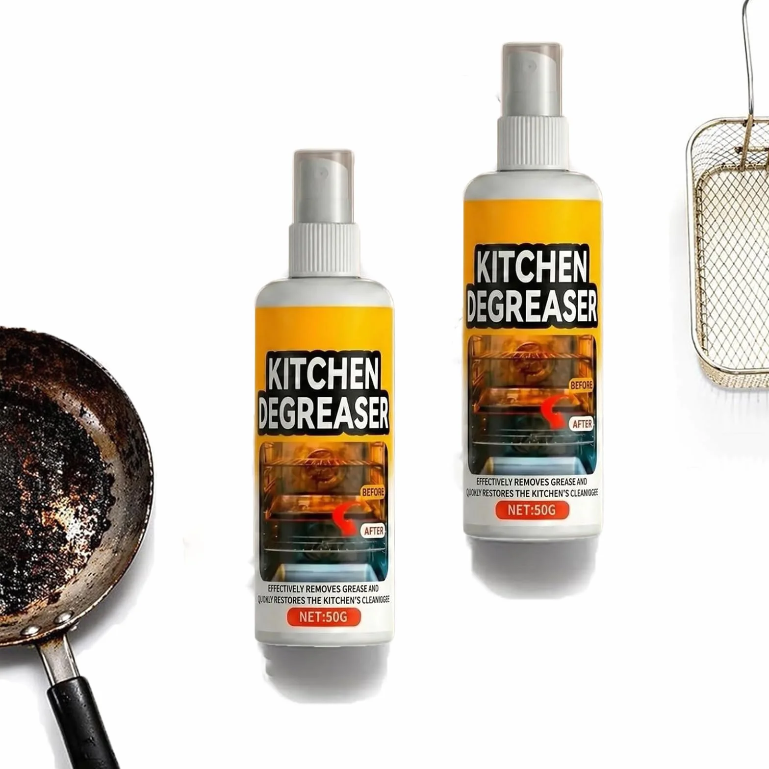 Grease Cleaner Spray, Grillreiniger, Pulizia efficiente, Detergente per Forno e Cucina, Adatto per la Pulizia di Forni, Cappe Aspiranti, Pentole, Friggitrici e Griglie da Esterno (2, A)