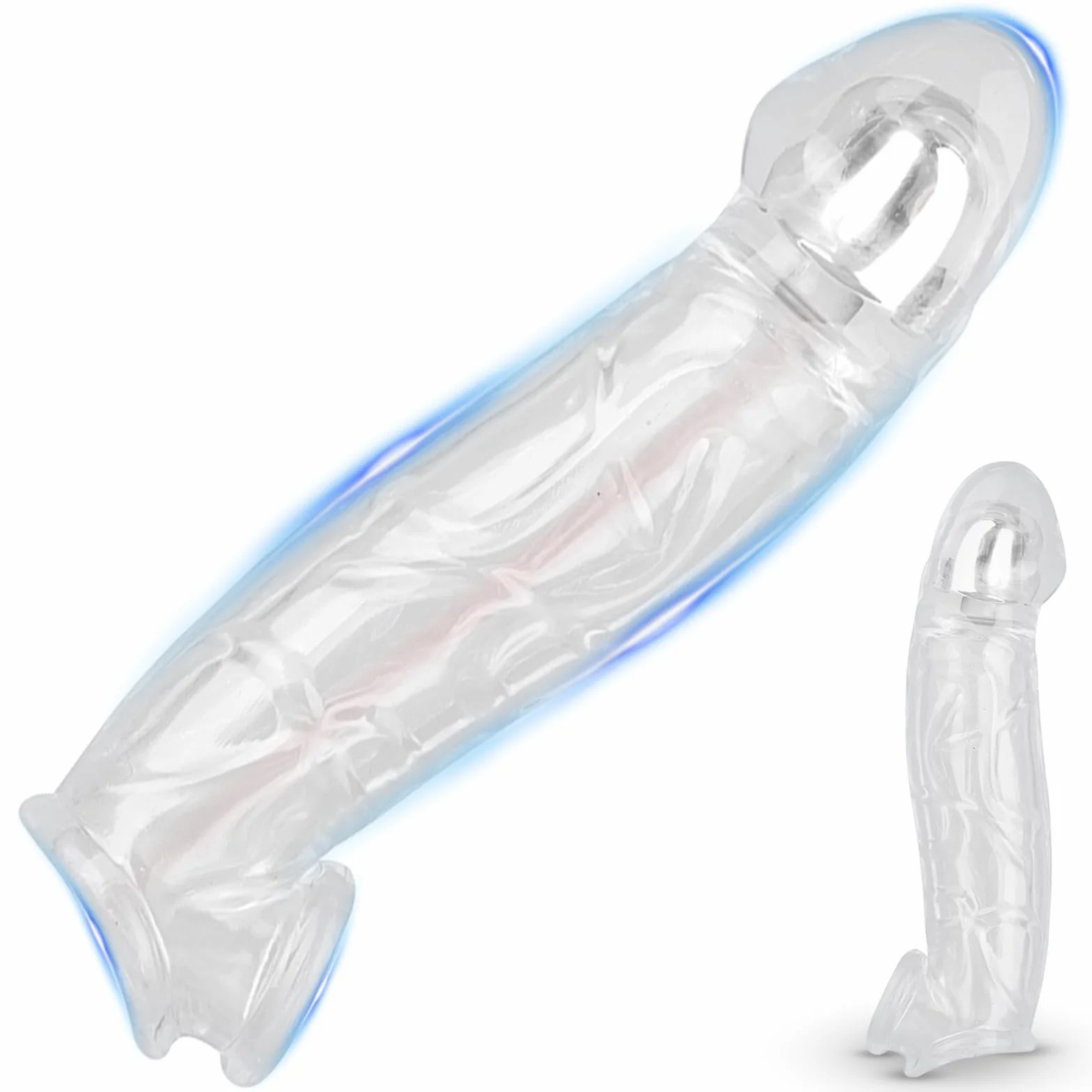 BDSMYOU Guaina Pene Sex Toys per Allungamento del Pene Maschile,Erezione Pene Forte e Duratura,Anello Antiscivolo per Testicoli,Sexytoysys Uomo,Toys Sessuali per Uomini (L)