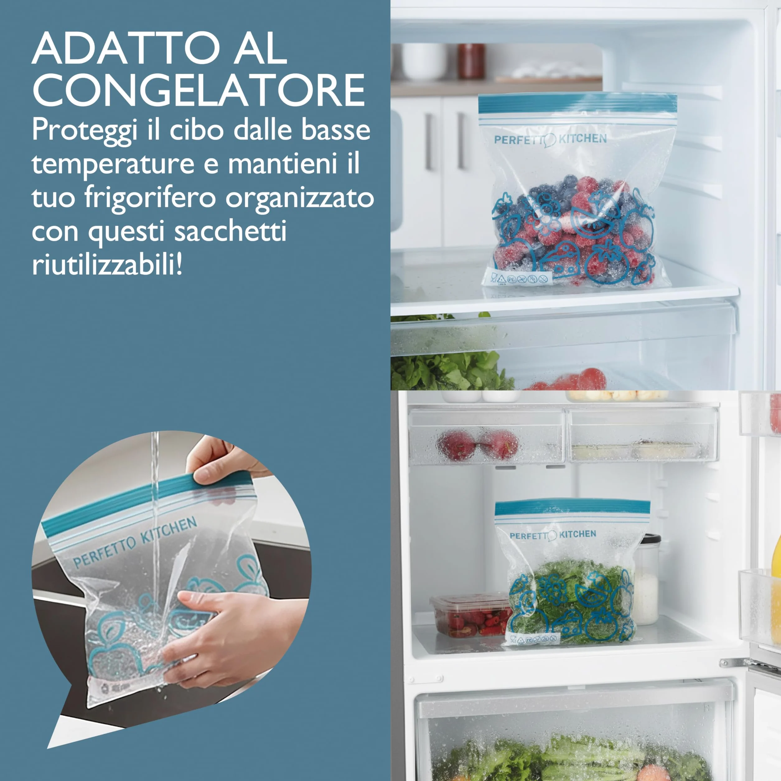 Perfetto Kitchen Frescofood Sacchetti Richiudibili per Alimenti XS 17x15 cm, 25 sztuk
