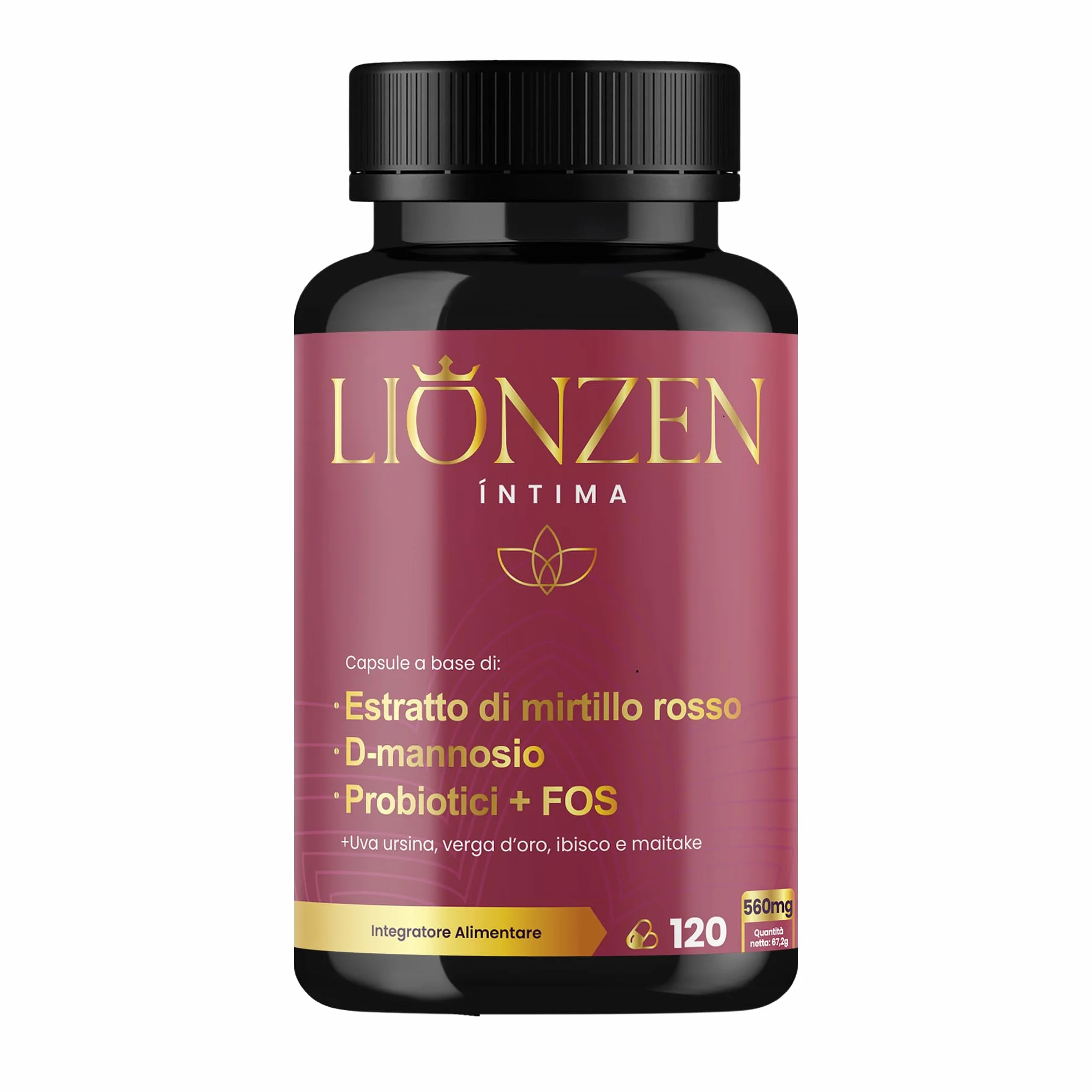 Probiotici Donna Flora Intima | Mirtillo Rosso, D-mannosio +12 Ingredienti naturali | +2000 milioni UFC | Benessere delle vie urinarie femminili | 120 capsule | Lionzen Intima