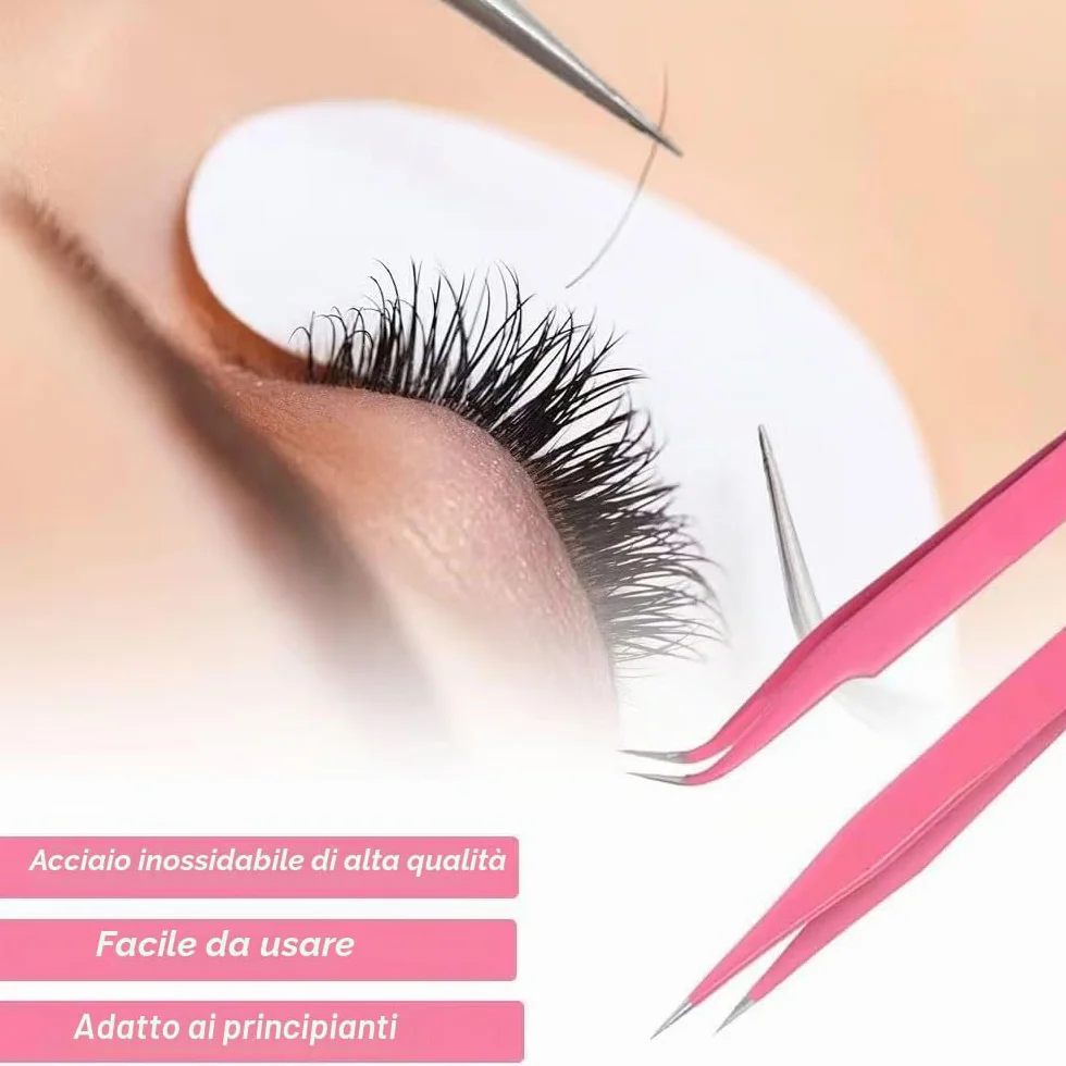 Pinzetta, 2 Pinzetta Extension Ciglia e 1 Pennello Ciglia, Kit Pinzetta per Ciglia, Pinzette Diritto e Curvo Tip Pinzette, Professionale Pinzette in Acciaio Inox, per Estensioni Ciglia, DIY