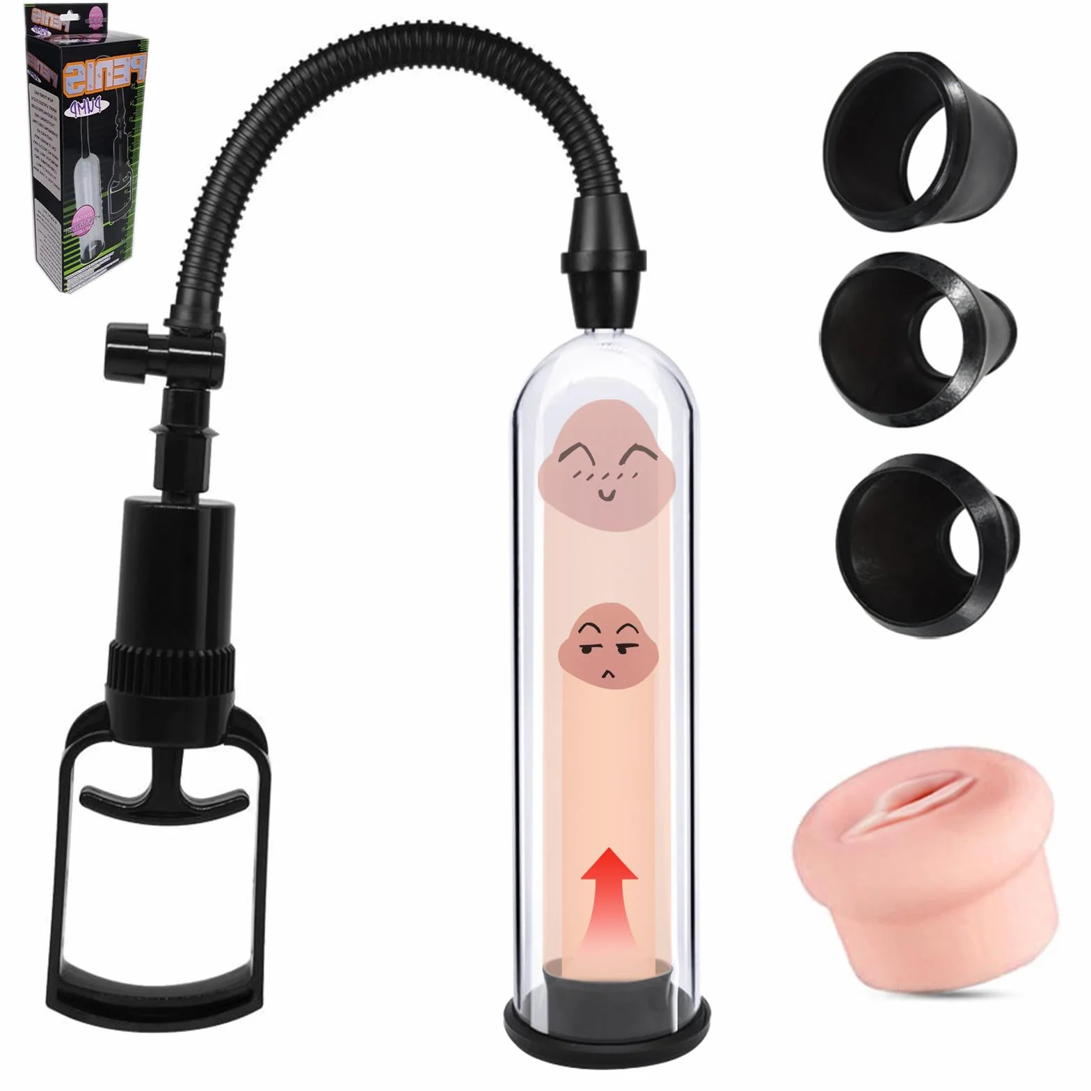 BDSMLOVE pompa per pene con vagina, pompa a vuoto per uomini, masturvatore per uomo, vacuum device estensore per uomo per l'ingrandimento del pene, masturbatore sexy toys