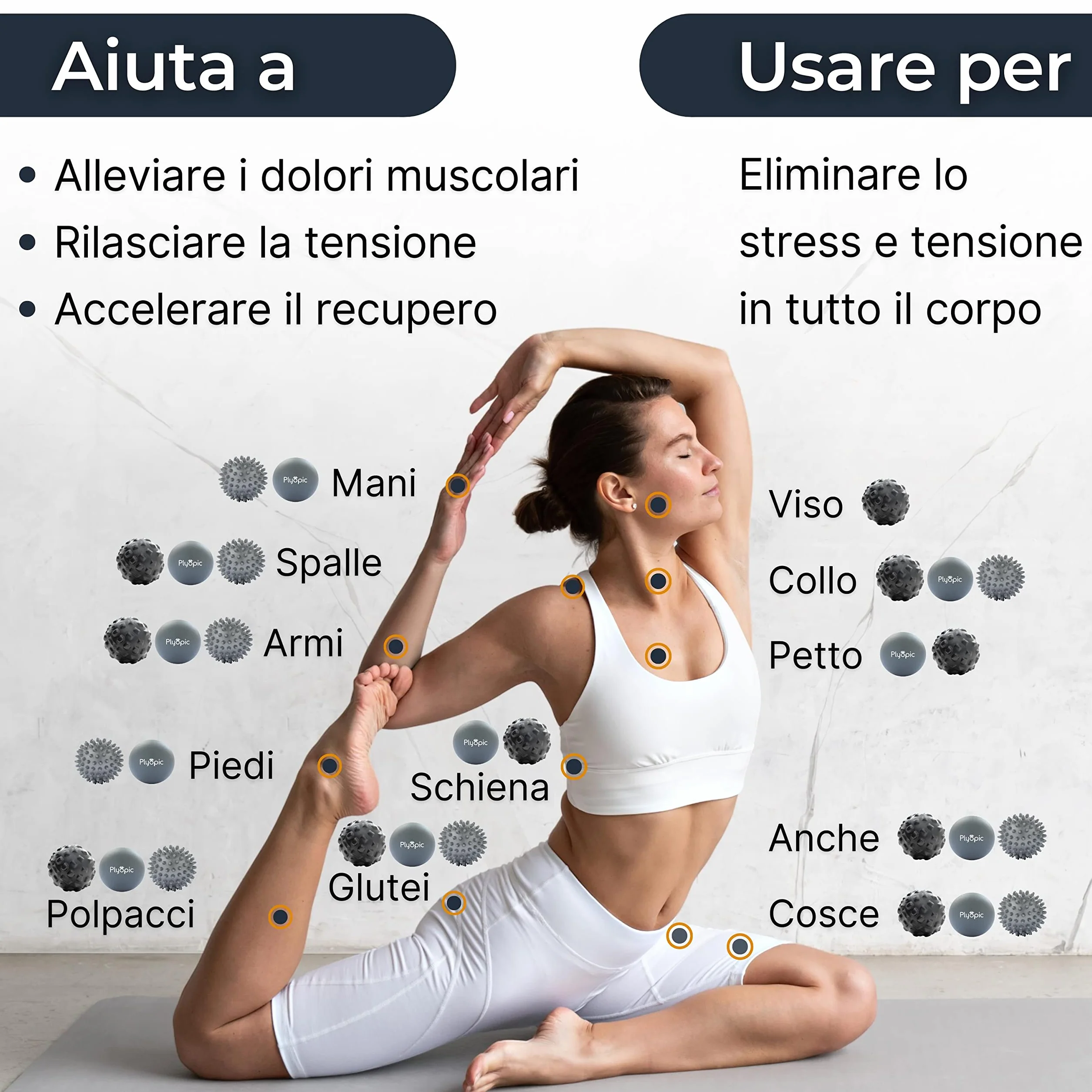 Plyopic Palline da Massaggio (Set di Massage Balls) | Sfere Massaggianti Muscolari per Automassaggio, Il Rilascio Miofasciale, Trigger Point, Crossfit e la Fascite Plantare