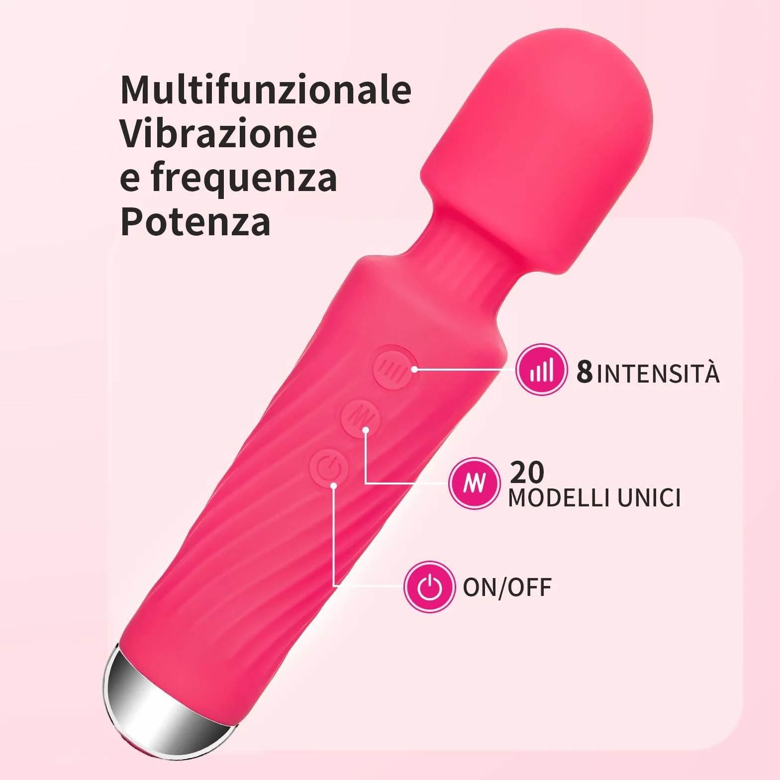 PRYNTICIAI Vibratore Clitoride Femminile 8 Velocità 20 Modalità Sex Toys Rosa