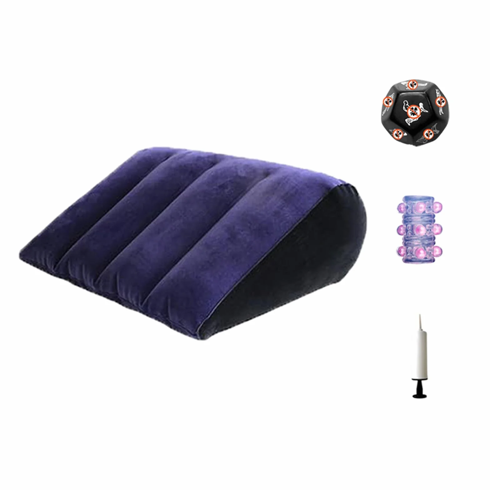 Erotico Cuscino Gonfiabile 3 Pezzi per Giocattoli Sessuali con Dadi e Anello del Pene per Coppie (blu)