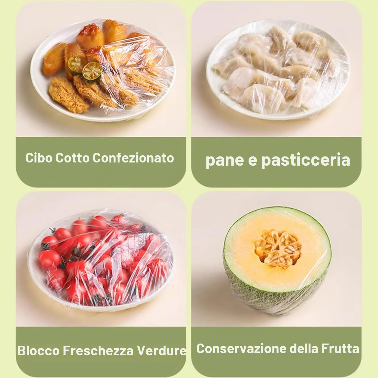 100 pezzi di pellicola trasparente con gomma elastica, riutilizzabili, coperture per alimenti, sacchetti sigillati per la conservazione degli alimenti