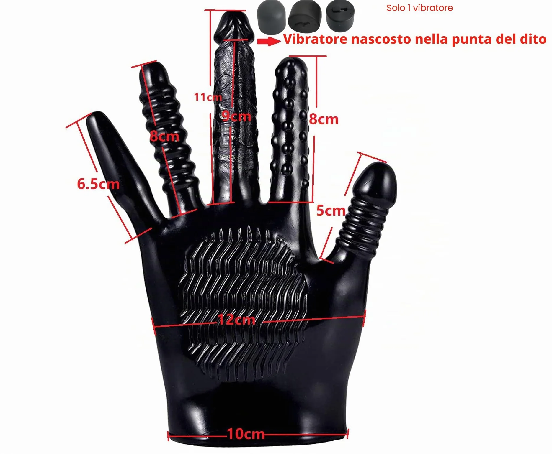 Vibratore per dita medie, dildo vibrante, guanti per masturbazione, impermeabili, in lattice, fetish, guanti multifunzione (1 guanto per la mano destra)