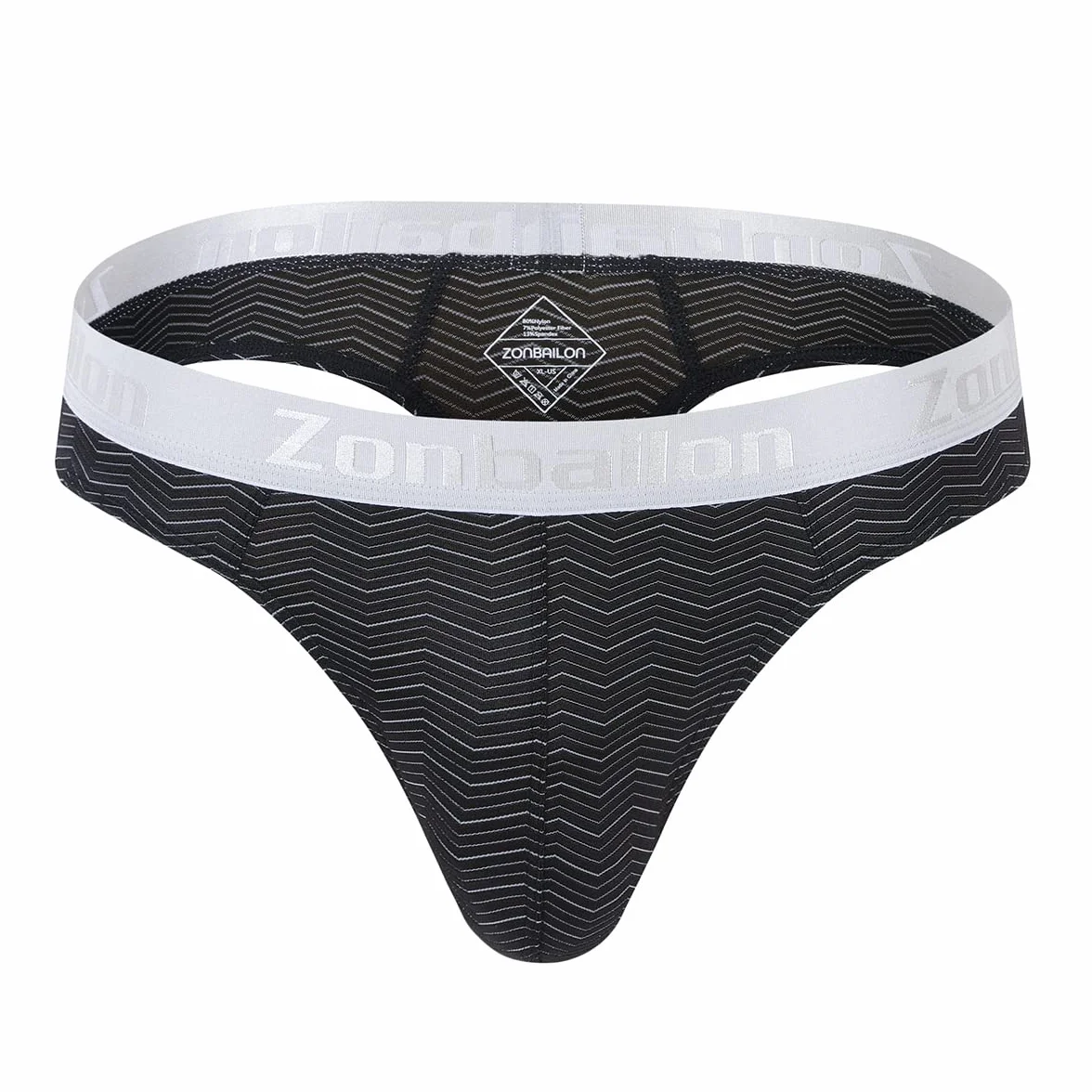 Tanga da uomo con perizoma, sacco grande, bianco, nero