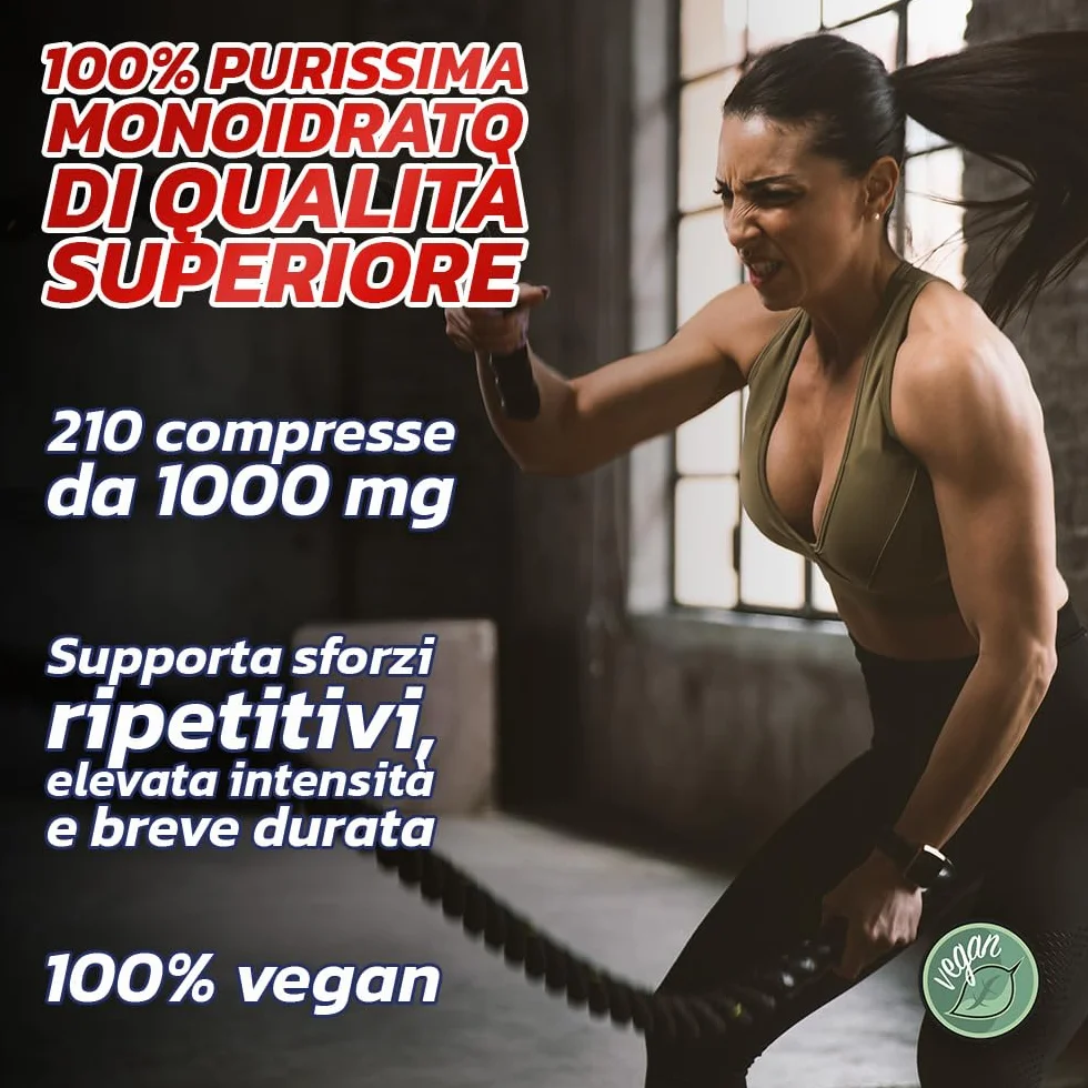 PROLABS– Creatina Monoidrata Creatine PURE, 210 Compresse x 1000mg 100% Purissima, Creatina Monoidrato Supporta Forza e Performance Sport Alta Intensità, Integratore Alimentare Vegan anche Pre Workout