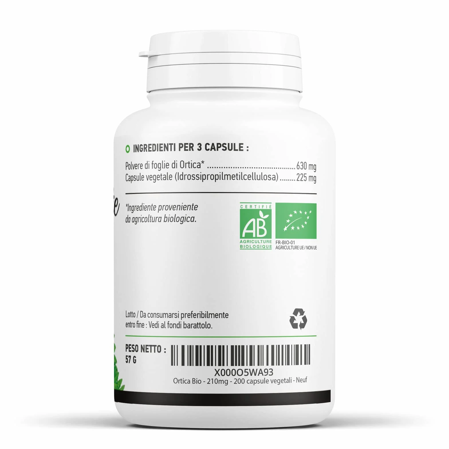 Ortica Bio Urtica dioica 210mg 200 capsule vegetali