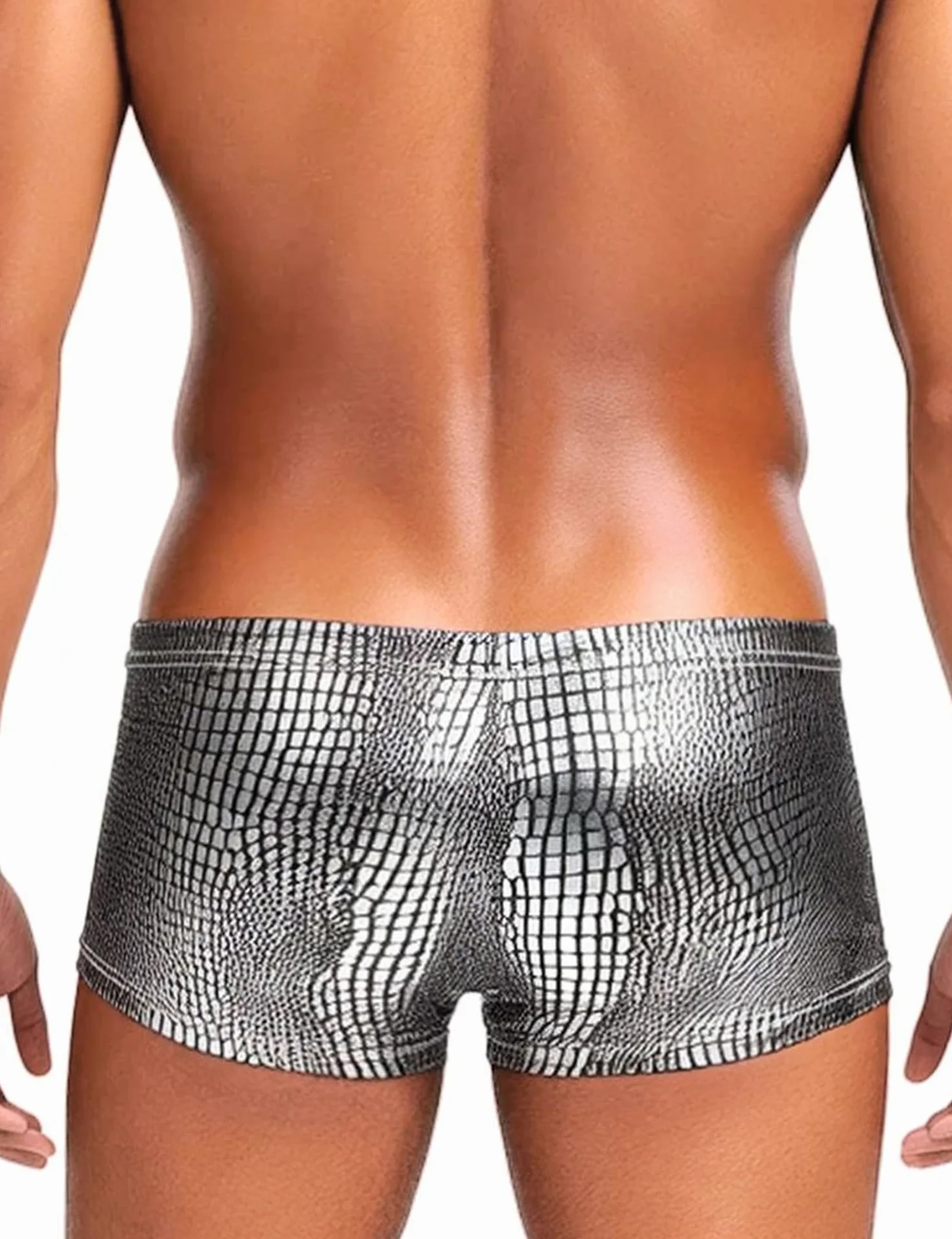 ohyeahlady Boxer Uomo Elasticizzati Pelle PU Biancheria Intima a Vita Bassa con Tasca a U