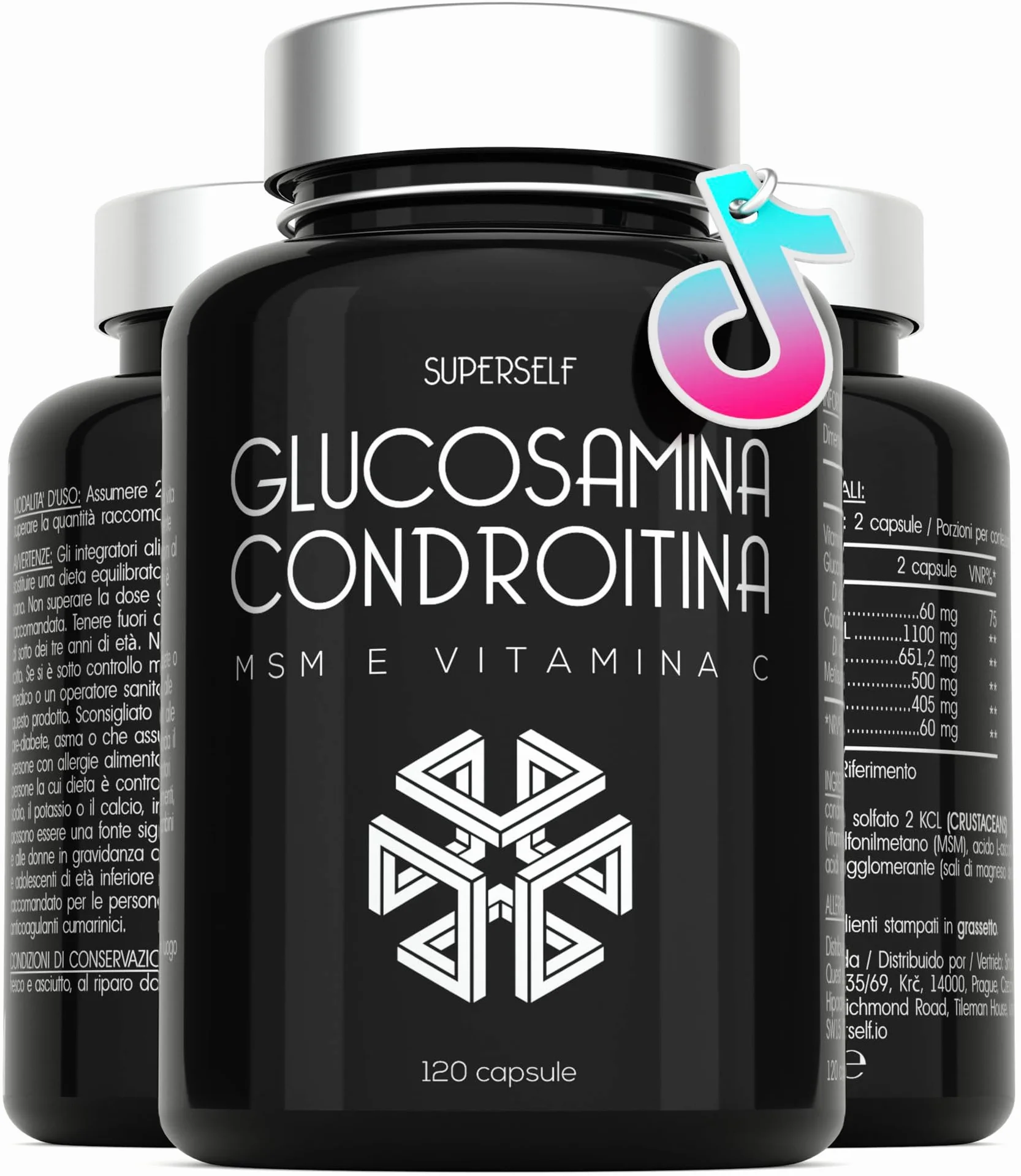 Glucosamina Condroitina MSM – Glucosamine Complex ad Alto Dosaggio - 1720 mg Glucosamina Solfato con Condroitina, MSM e Vitamina C – 120 Capsule – Integratore per Articolazioni e Cartilagine