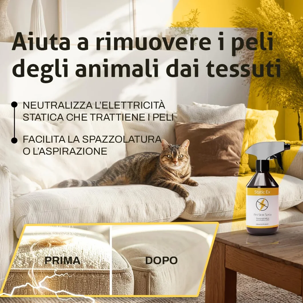 Spray Antistatico per Vestiti 250ml Elimina Elettricità Statica su Tessuti