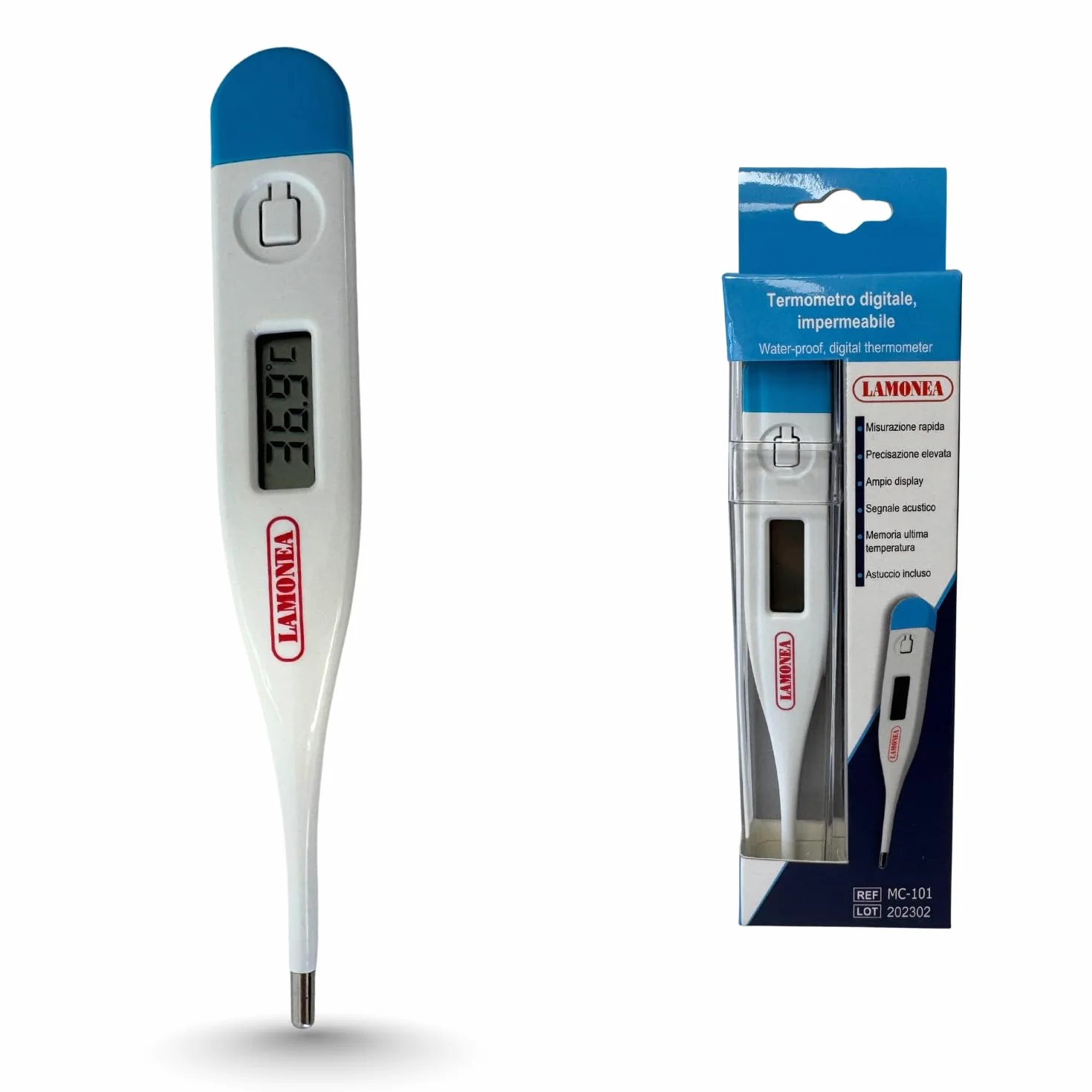 Termometro Digitale MC-101 Impermeabile Preciso Misura Febbre 60 Secondi Display LCS