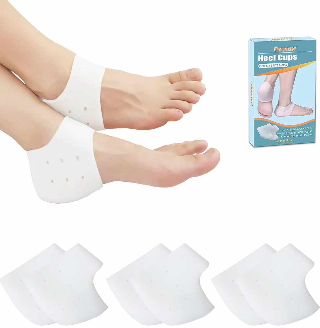 Talloniera in Silicone, 6PCS Proteggi Tallone, per Tallonite, Protezione Copri, Salva Tallone Per Fascite Plantare, Sollievo Dolore, Donna e Uomo