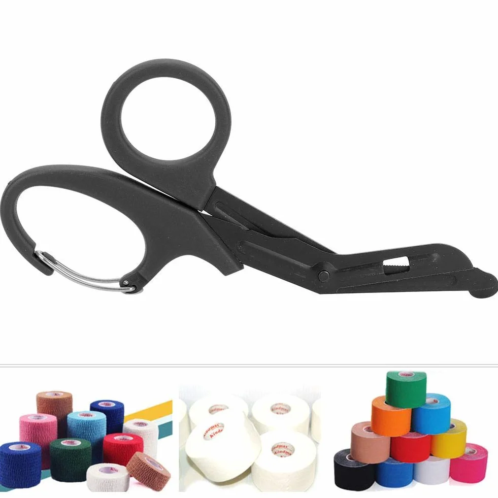 Forbici mediche, cesoie EMT e trauma, cesoie in titanio per fasciatura 7.2 '' Bent nero per infermieri, studenti di medicina, pronto soccorso (Nero)