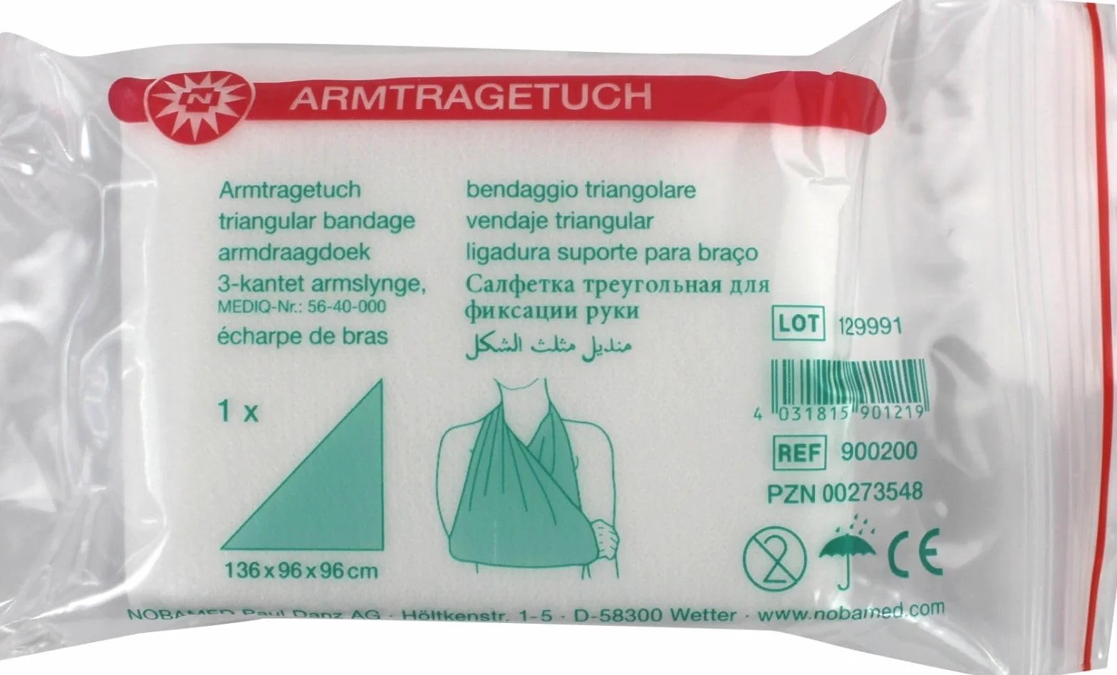 Nobamed 900200 ARMTRAGETUCH Tkanina nietkana, 1 sztuka