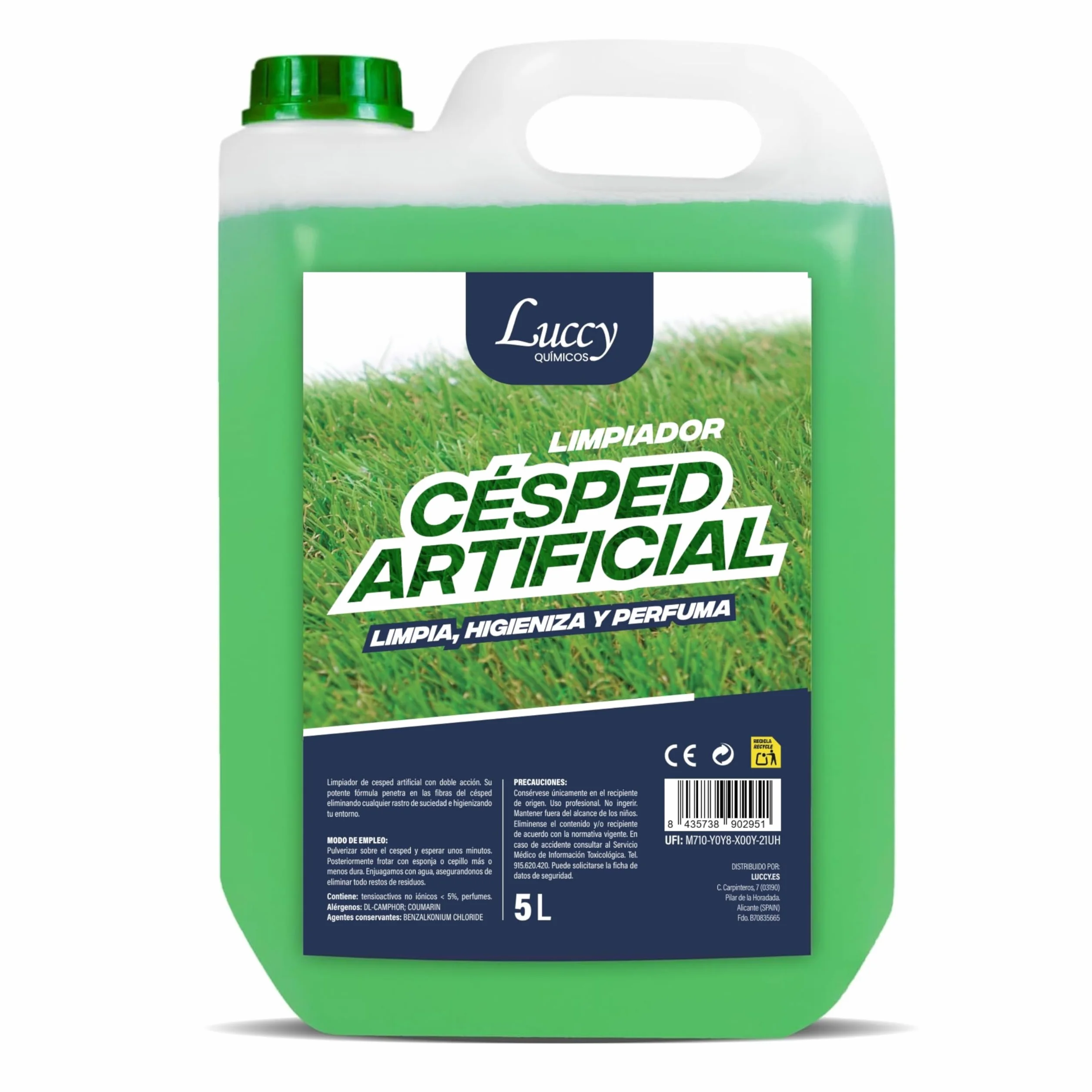 Detergente per Prato Artificiale 5L Igienizzante Tripla Azione Formula Concentrata