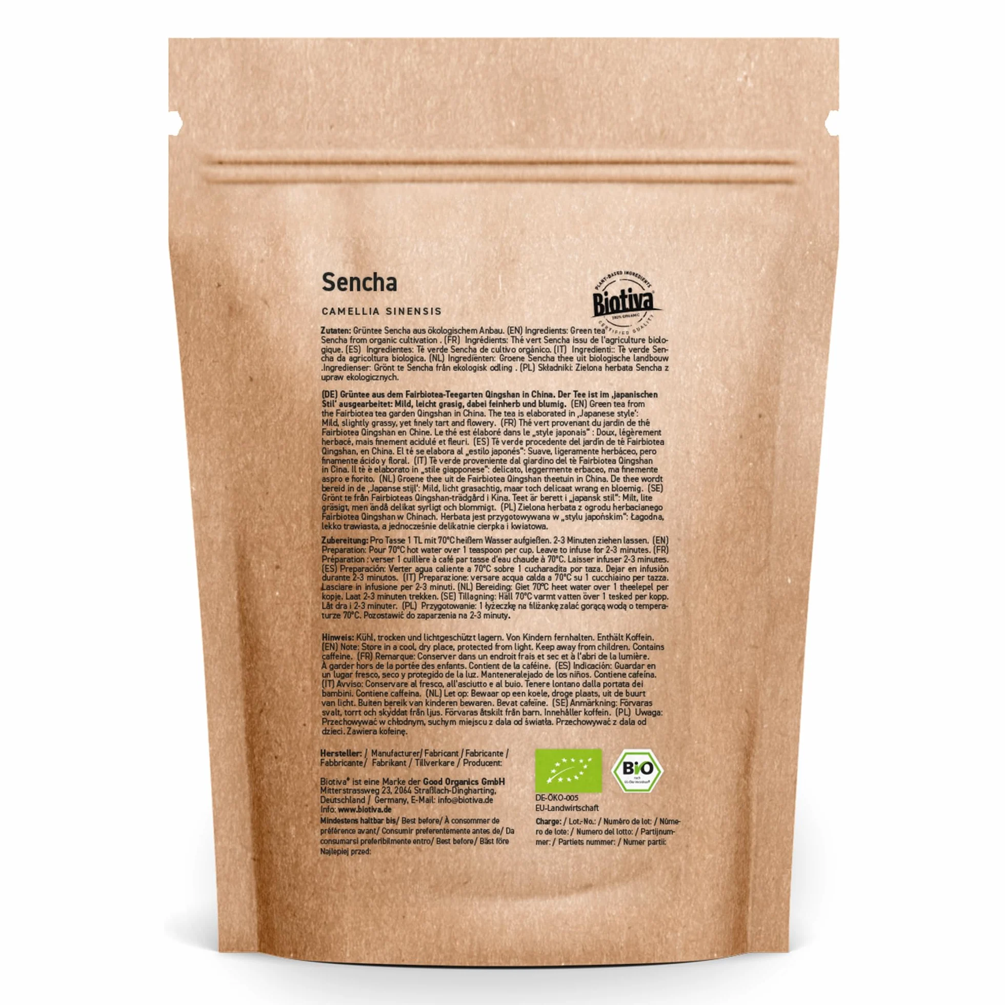 Sencha tè verde Bio 1000g - ottima qualità - leggermente dolce ed acerbo, piacevolmente erboso, sapore di fiori - certificato fairbiotea - DE-ECO-005 - Biotiva