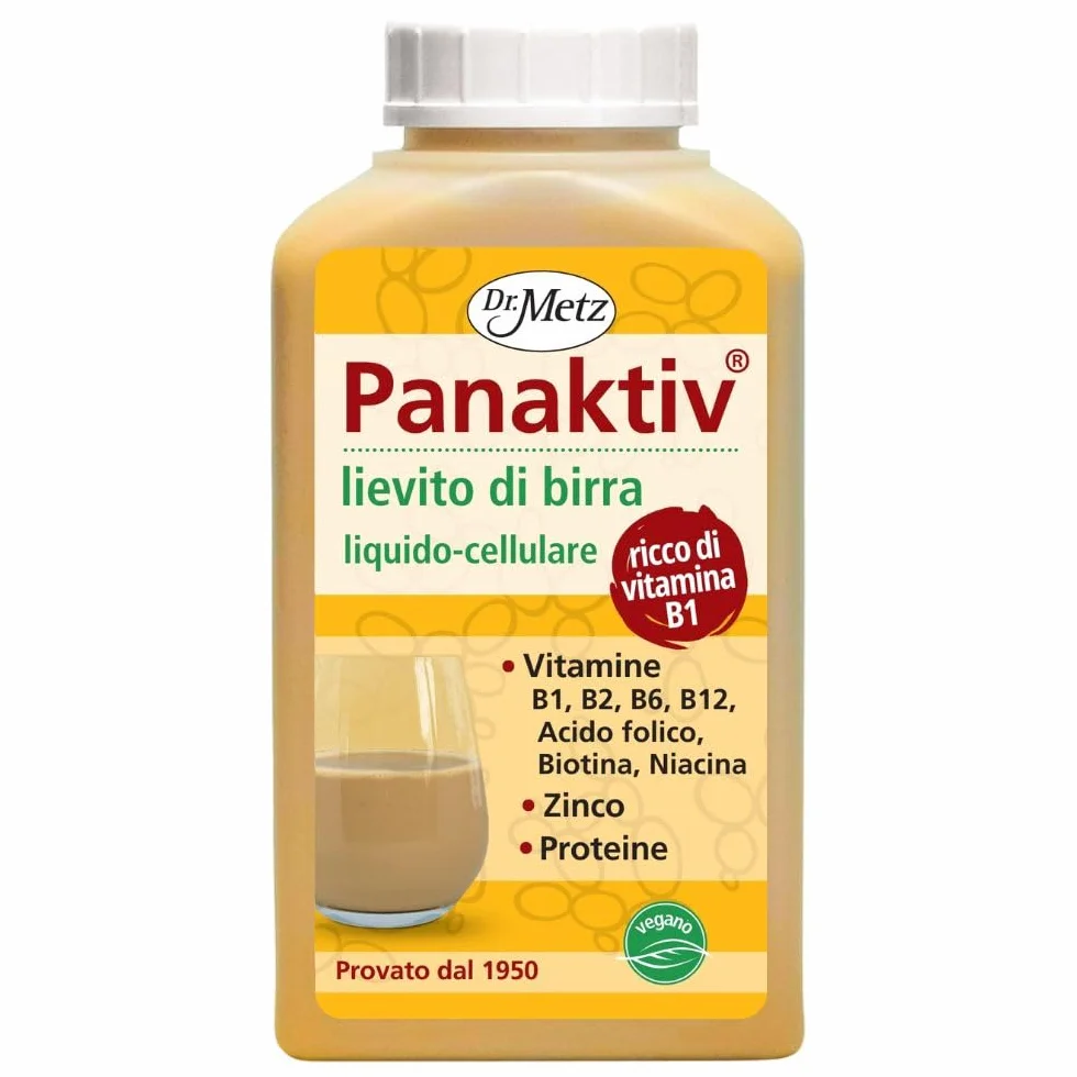 Panaktiv Lievito di birra liquido 500 ml vitamine B1 B2 B6 B12 acido folico biotina niacina potassio zinco